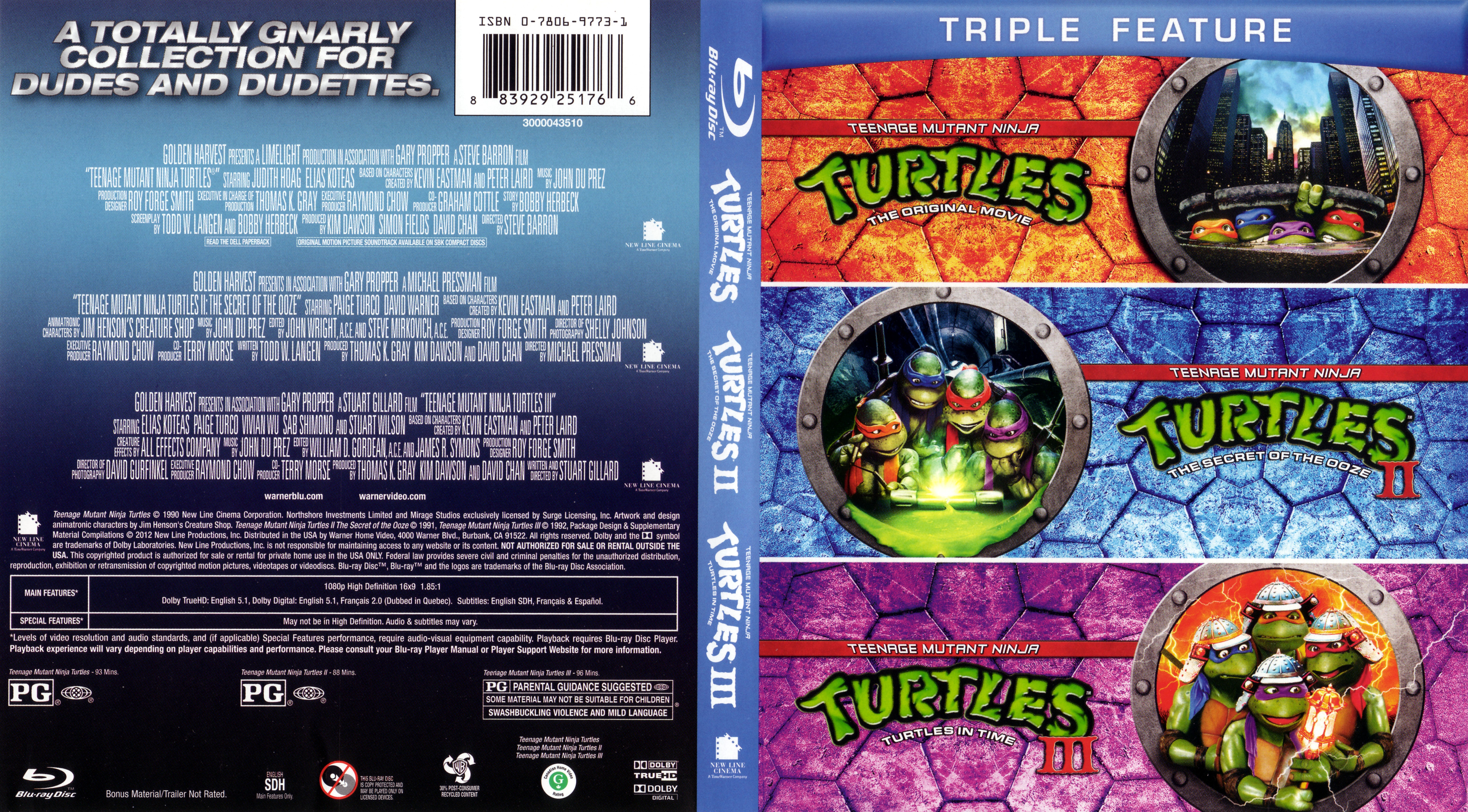 Jaquette DVD Les tortues ninjas trilogie COFFRET Zone 1 (BLU-RAY) v2