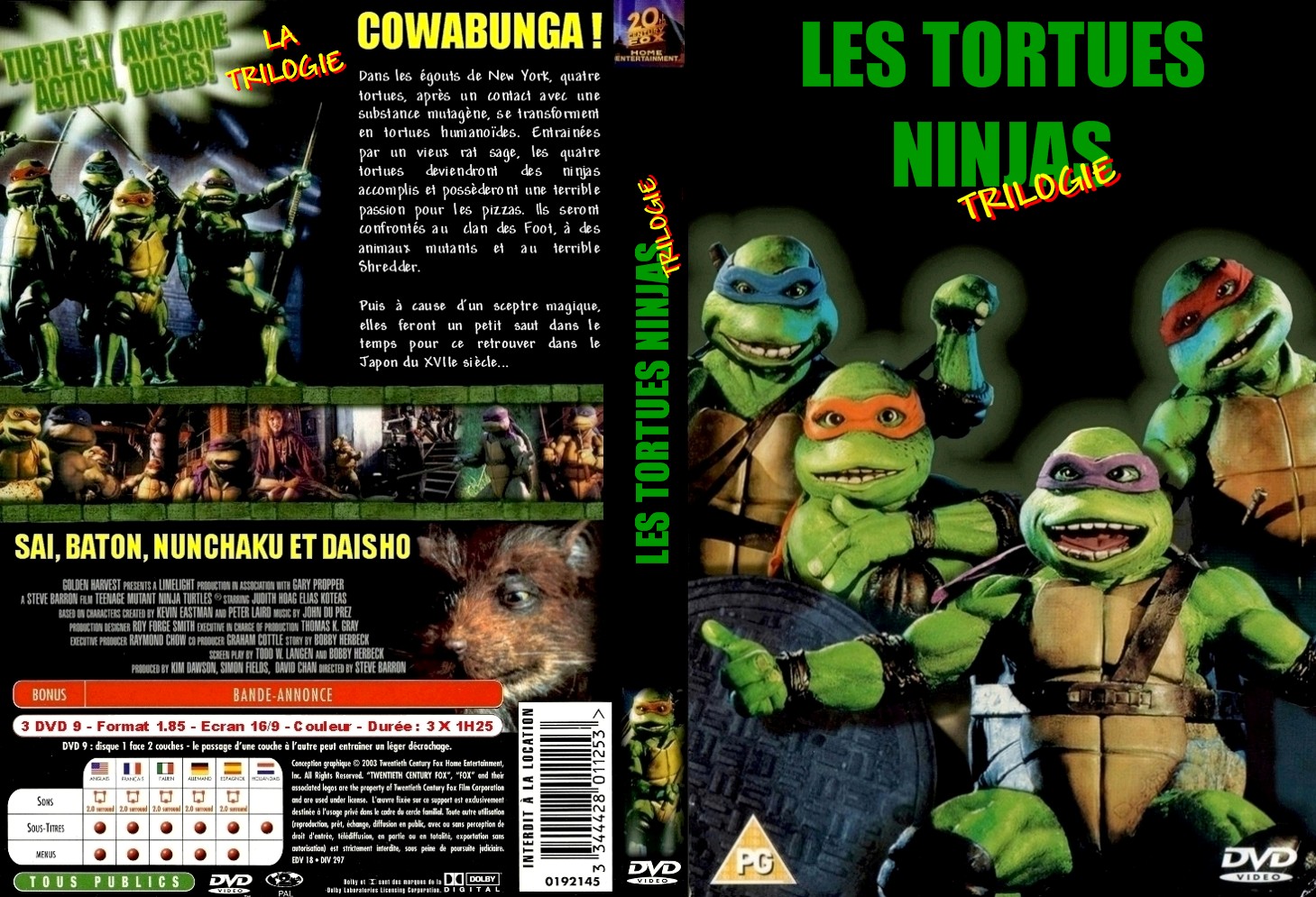 Jaquette DVD Les tortues ninjas trilogie custom