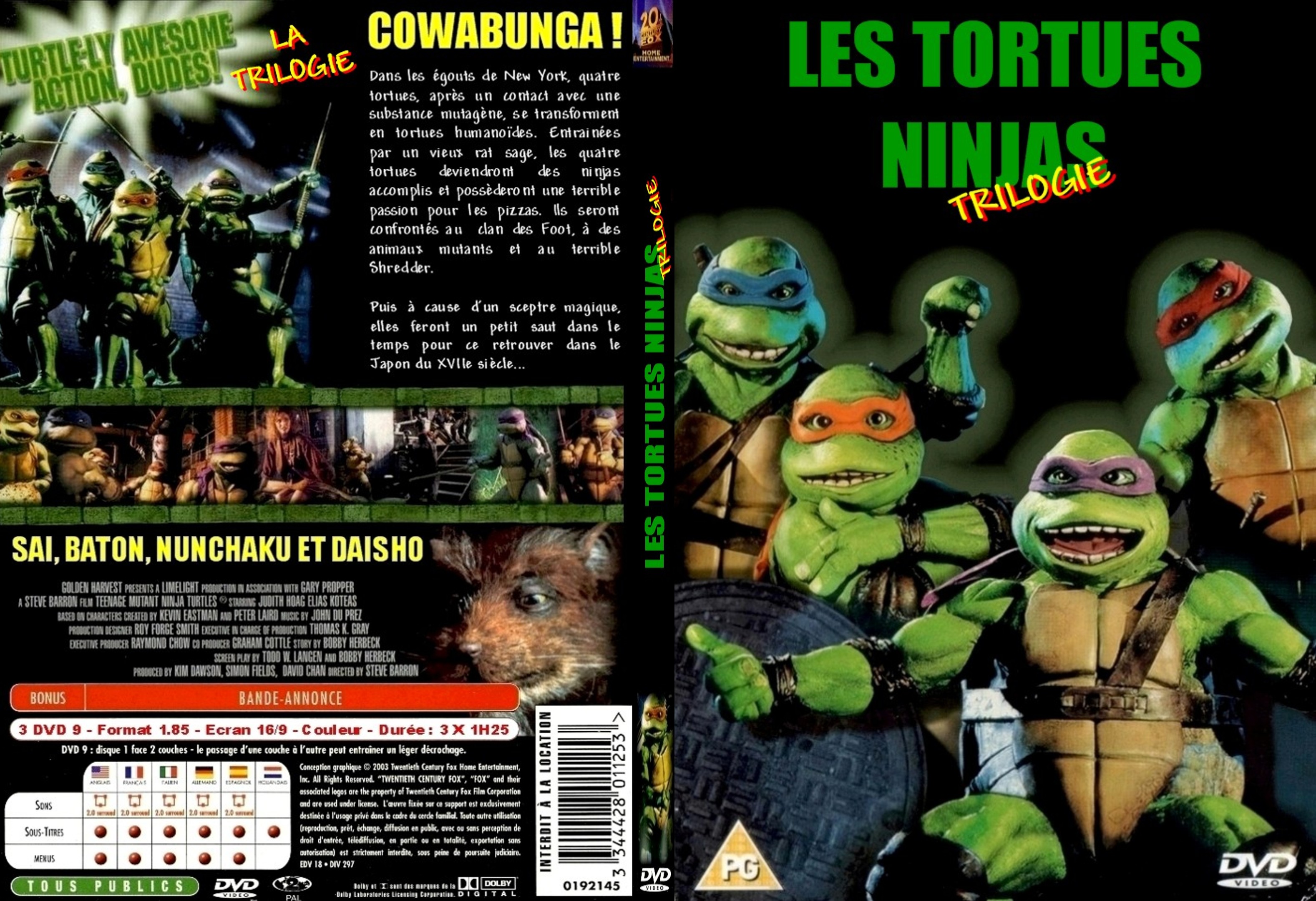 Jaquette DVD Les tortues ninjas trilogie custom - SLIM