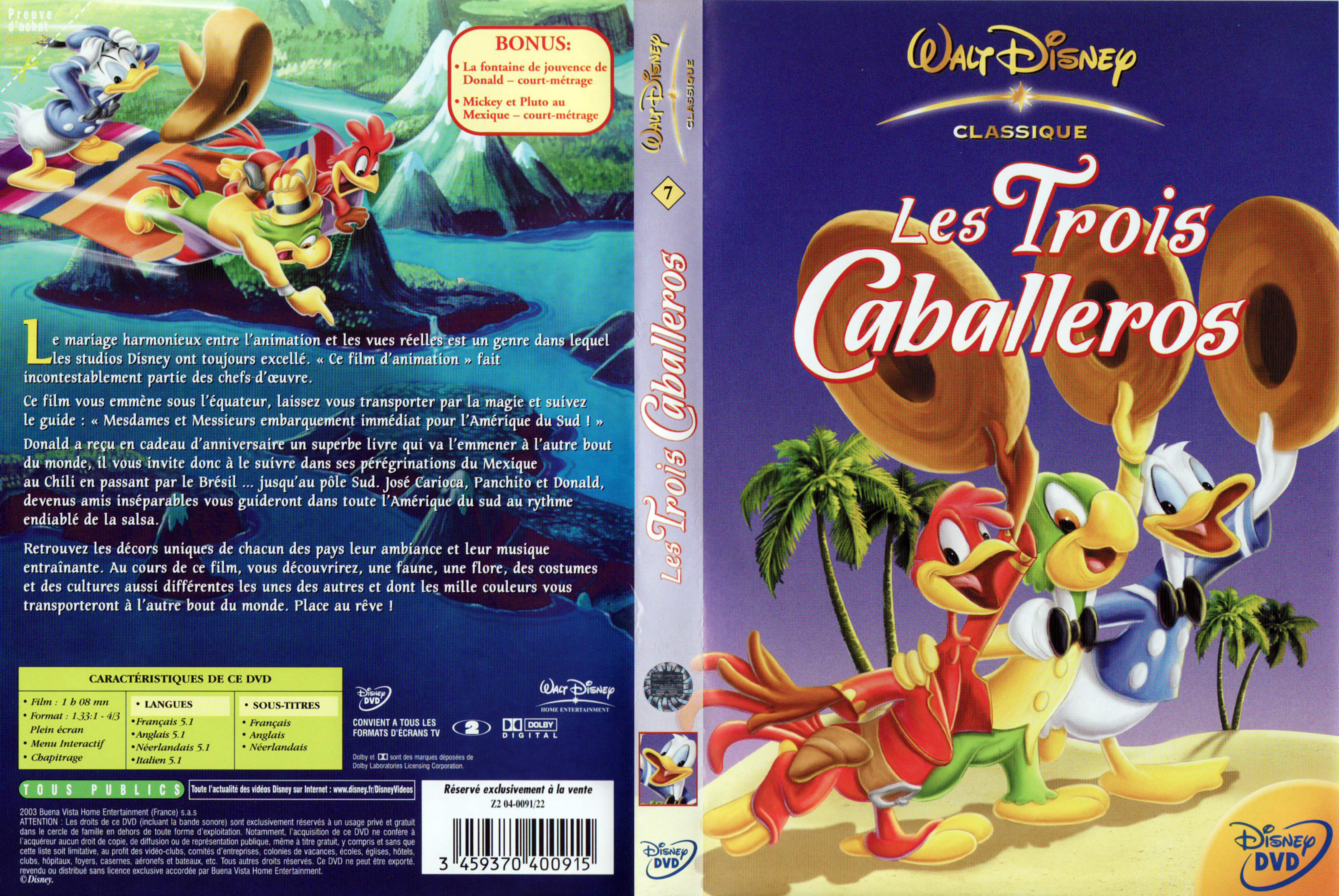 Jaquette DVD Les trois caballeros