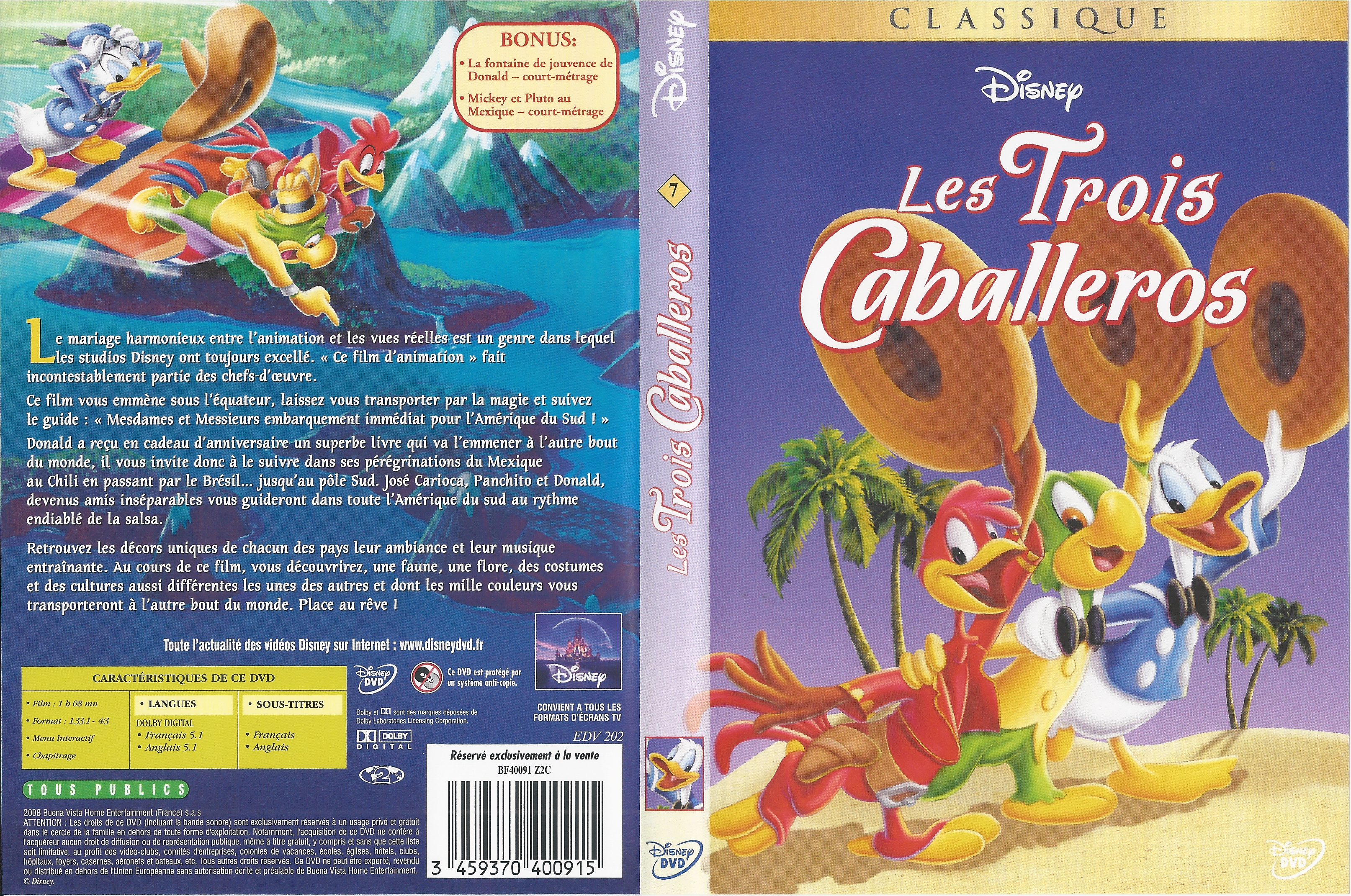 Jaquette DVD Les trois caballeros v2