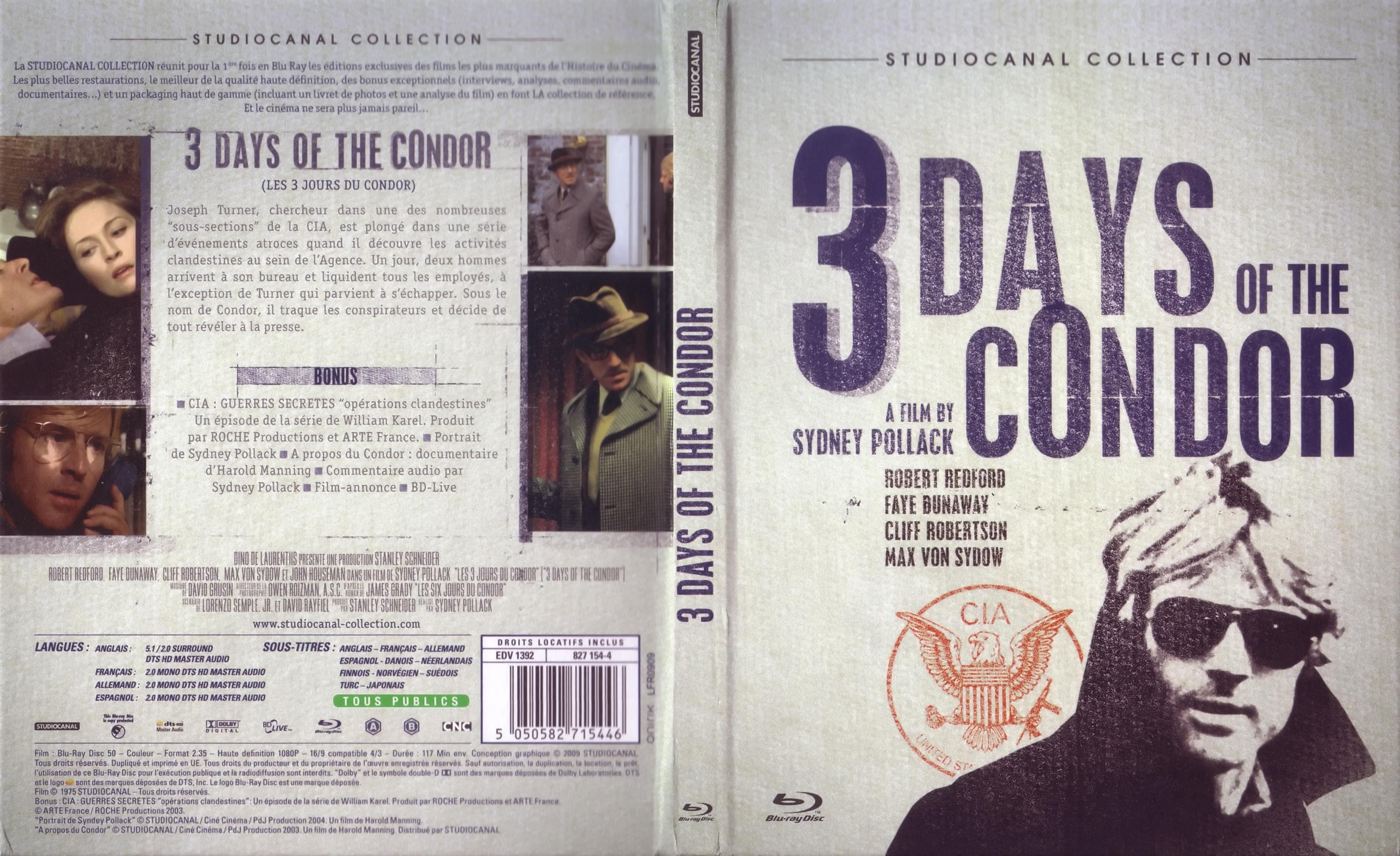 Jaquette DVD Les trois jours du condor (BLU-RAY)