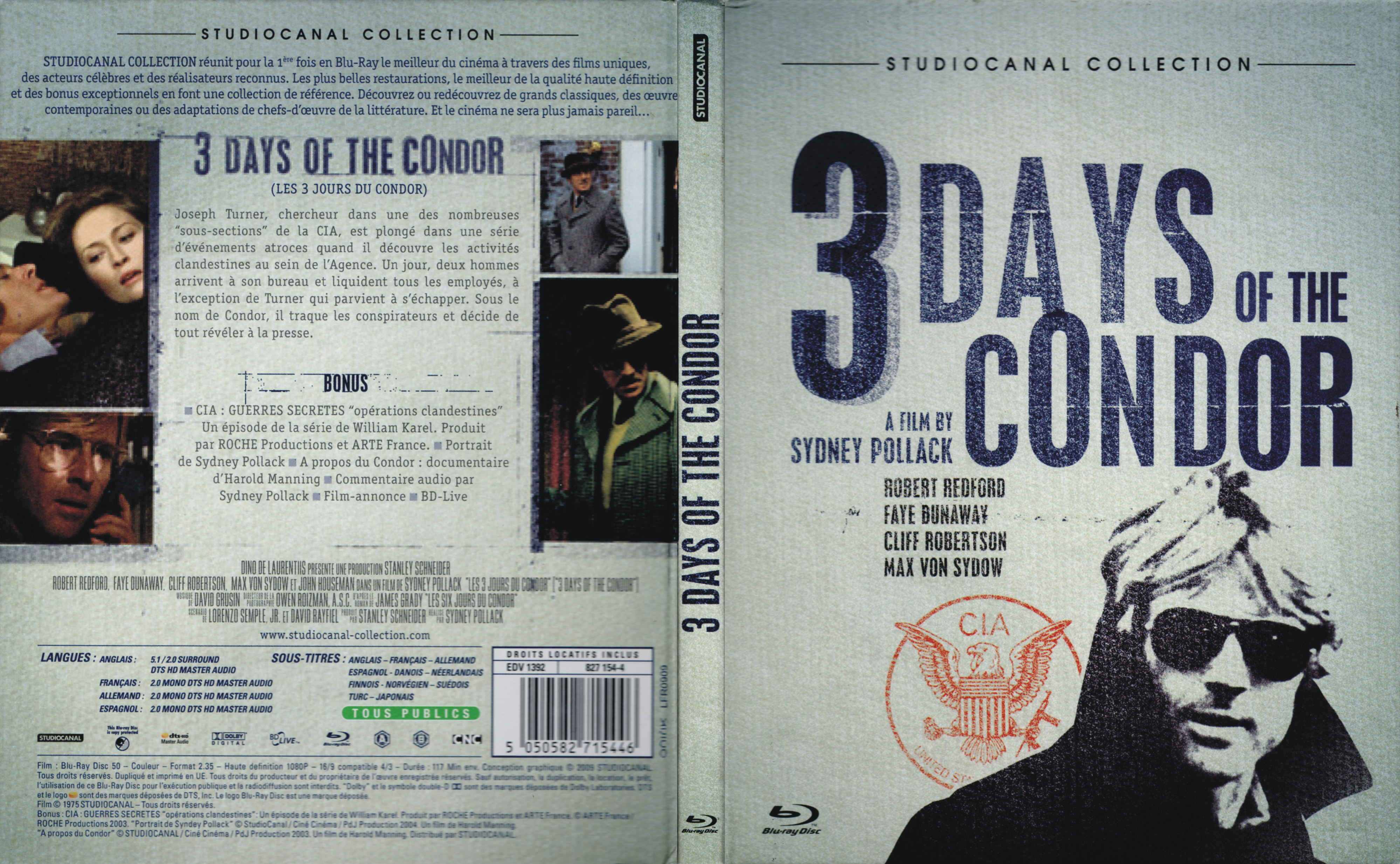 Jaquette DVD Les trois jours du condor (BLU-RAY) v2