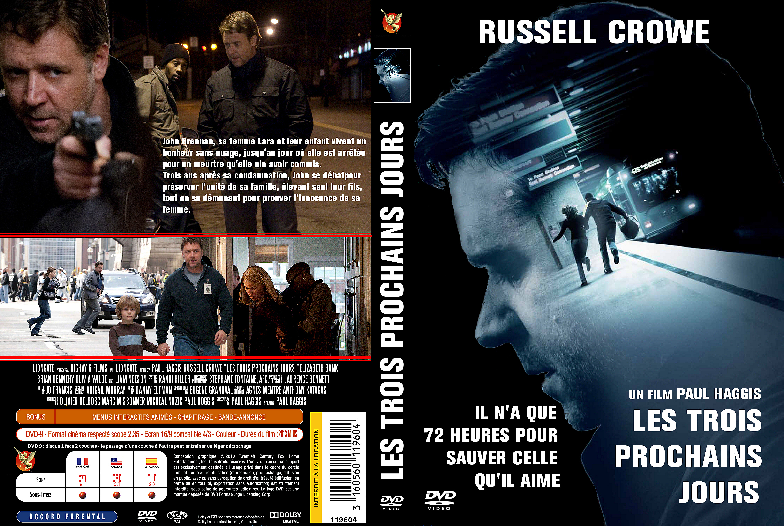 Jaquette DVD Les trois prochains jours custom