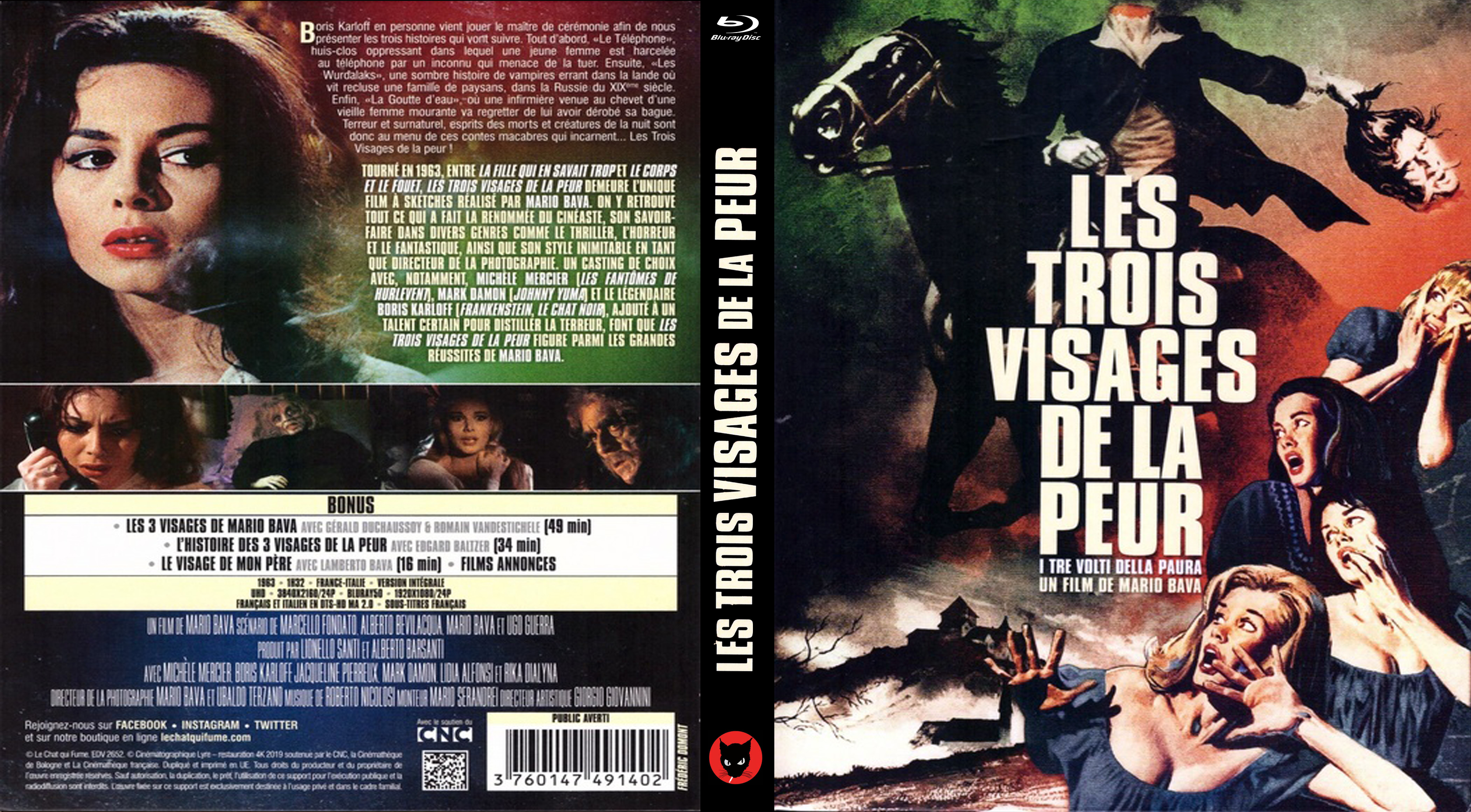 Jaquette DVD Les trois visages de la peur custom (BLU-RAY)