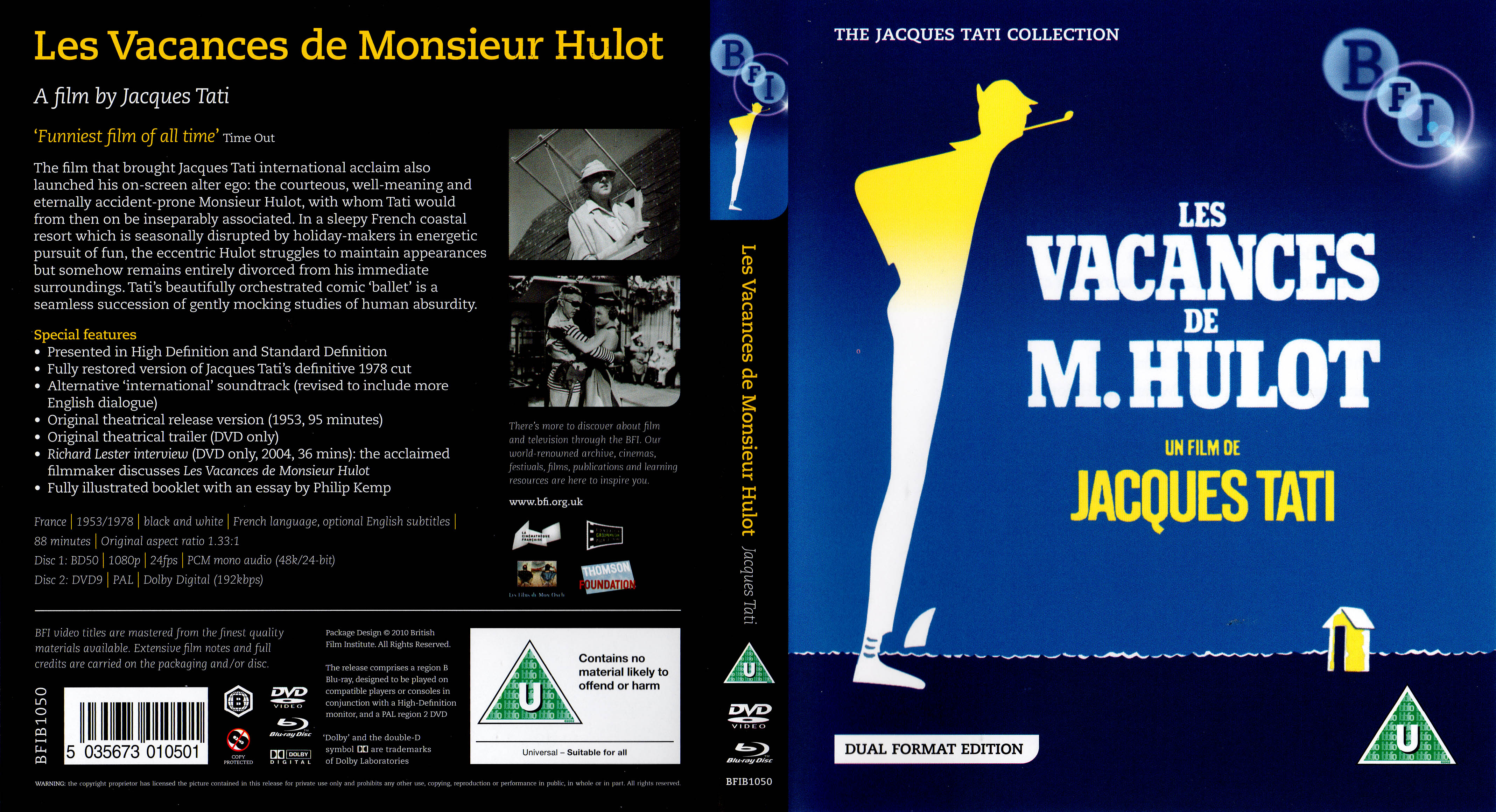 Jaquette DVD Les vacances de Monsieur Hulot Zone 1 (BLU-RAY)