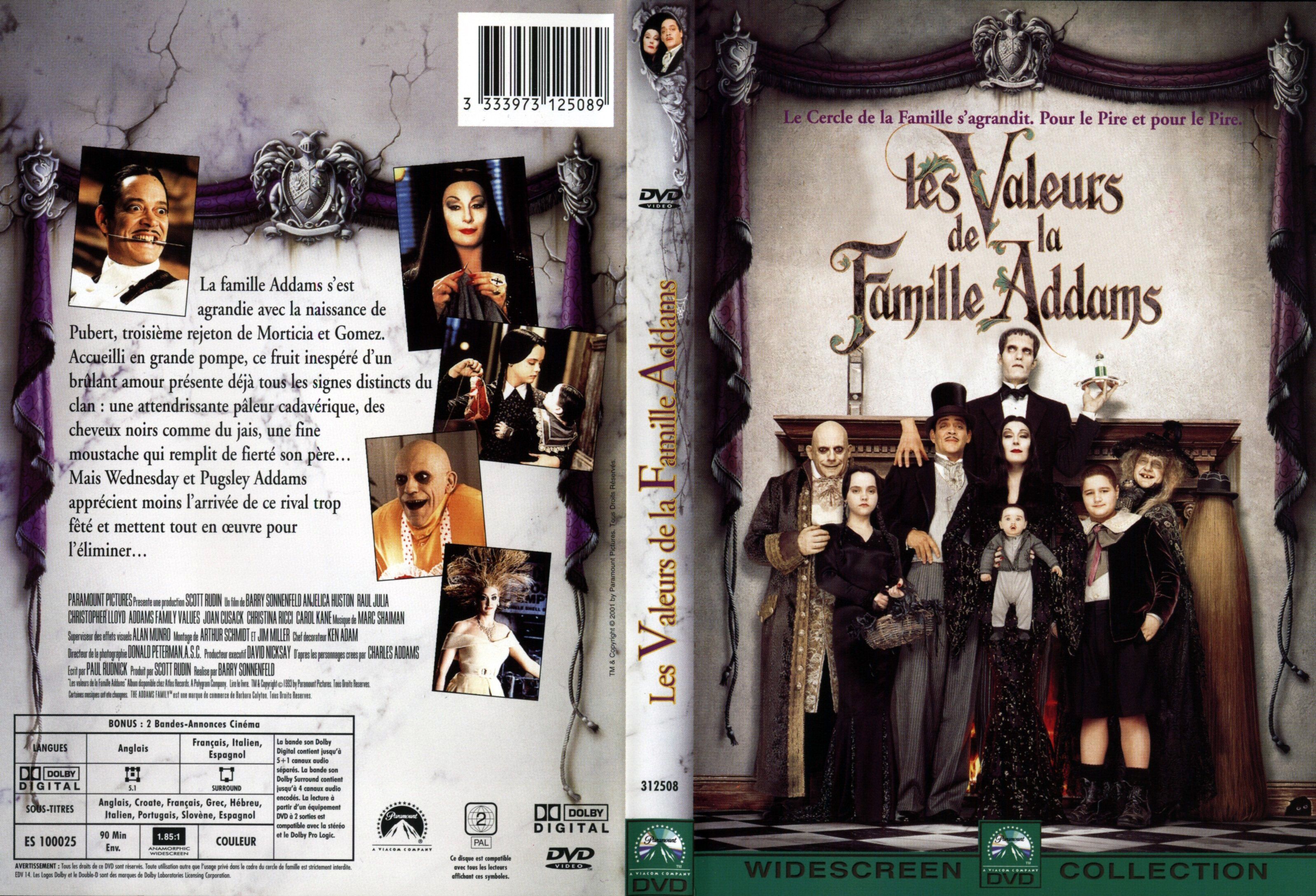 Jaquette DVD Les valeurs de la Famille Addams