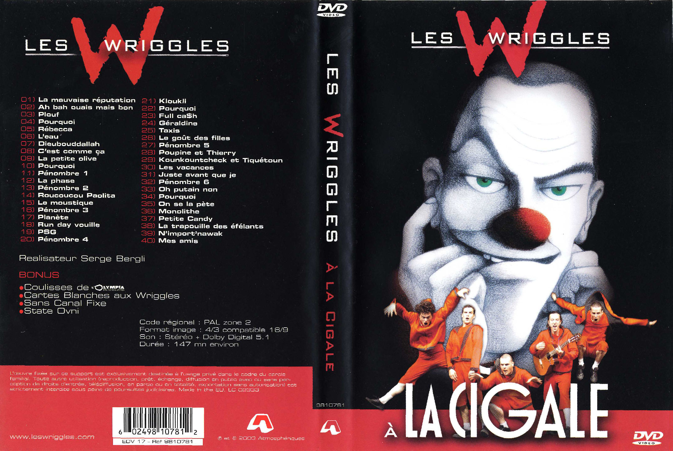 Jaquette DVD Les wriggles  la Cigale