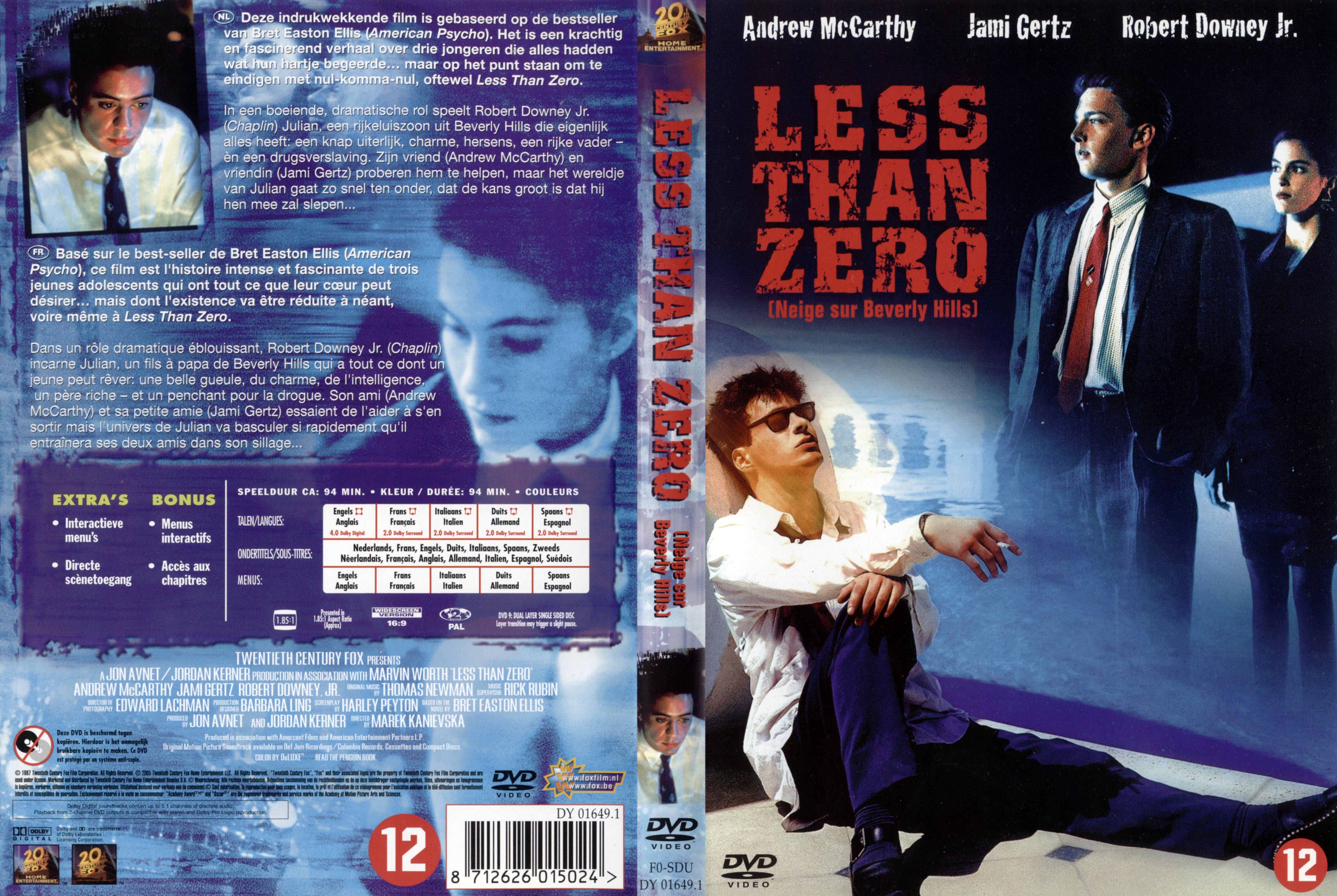 Jaquette DVD Less than zero - Neige sur Beverly Hills
