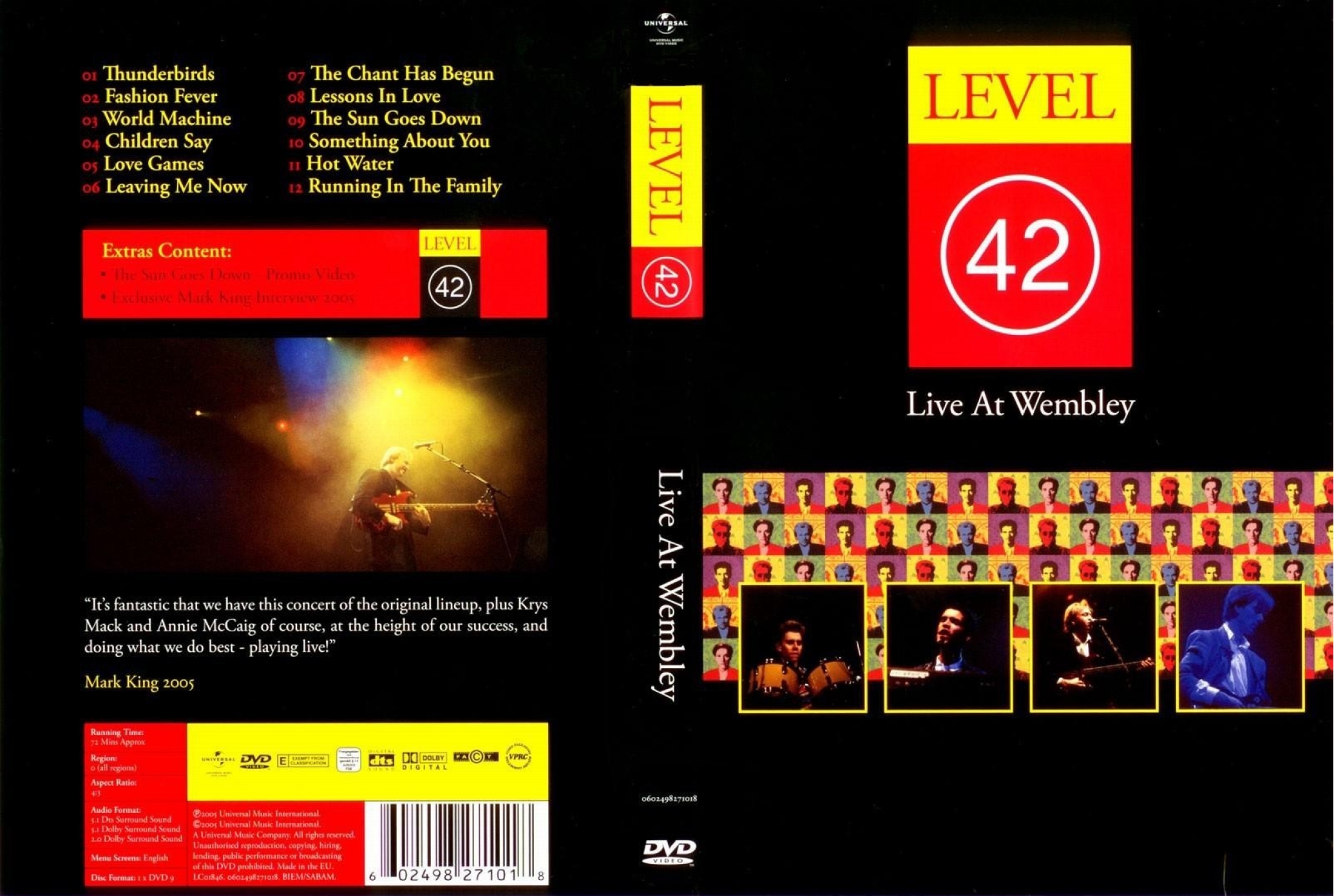 Jaquette DVD Level 42 Live at Wembley custom