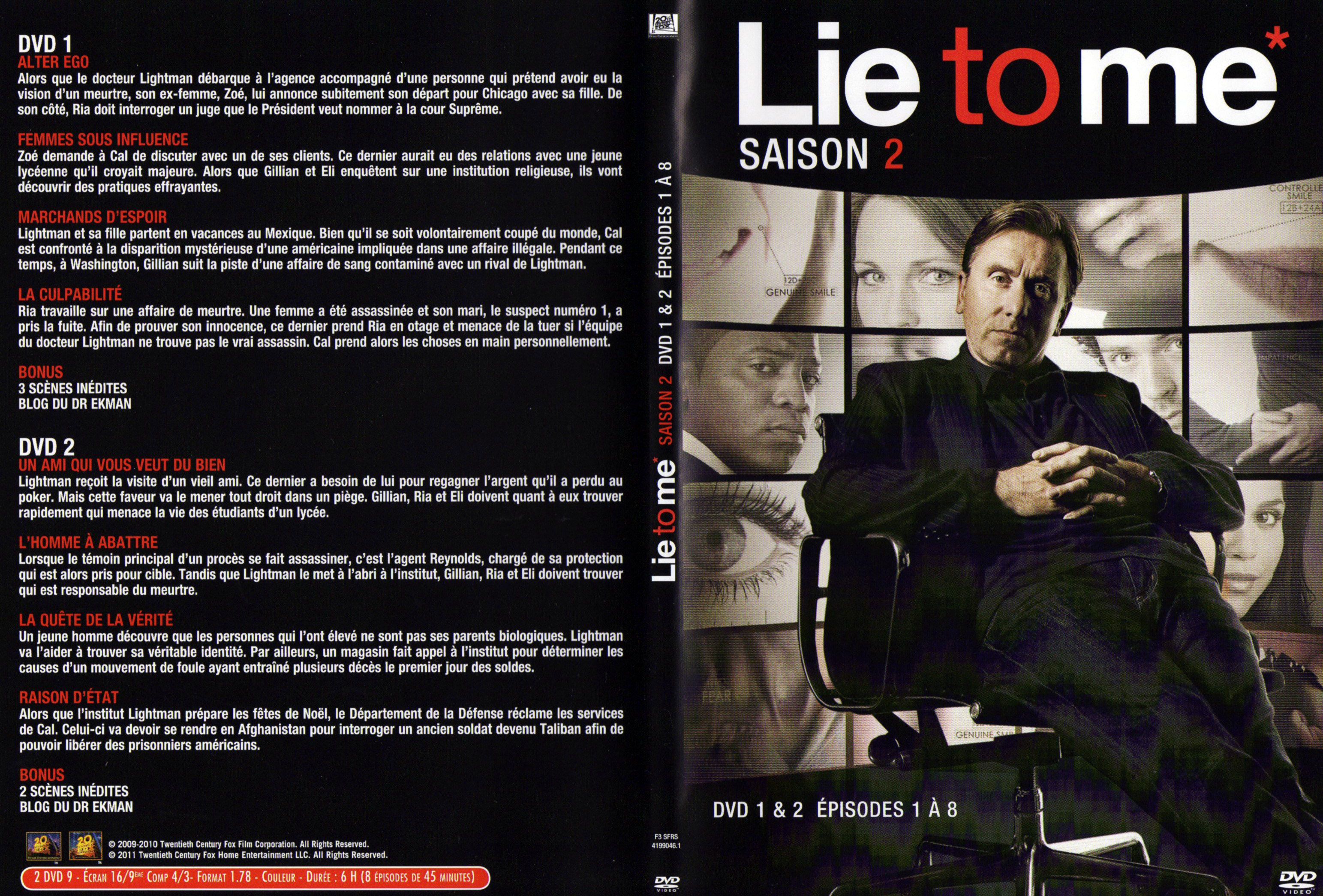Jaquette DVD Lie to me Saison 2 DVD 1