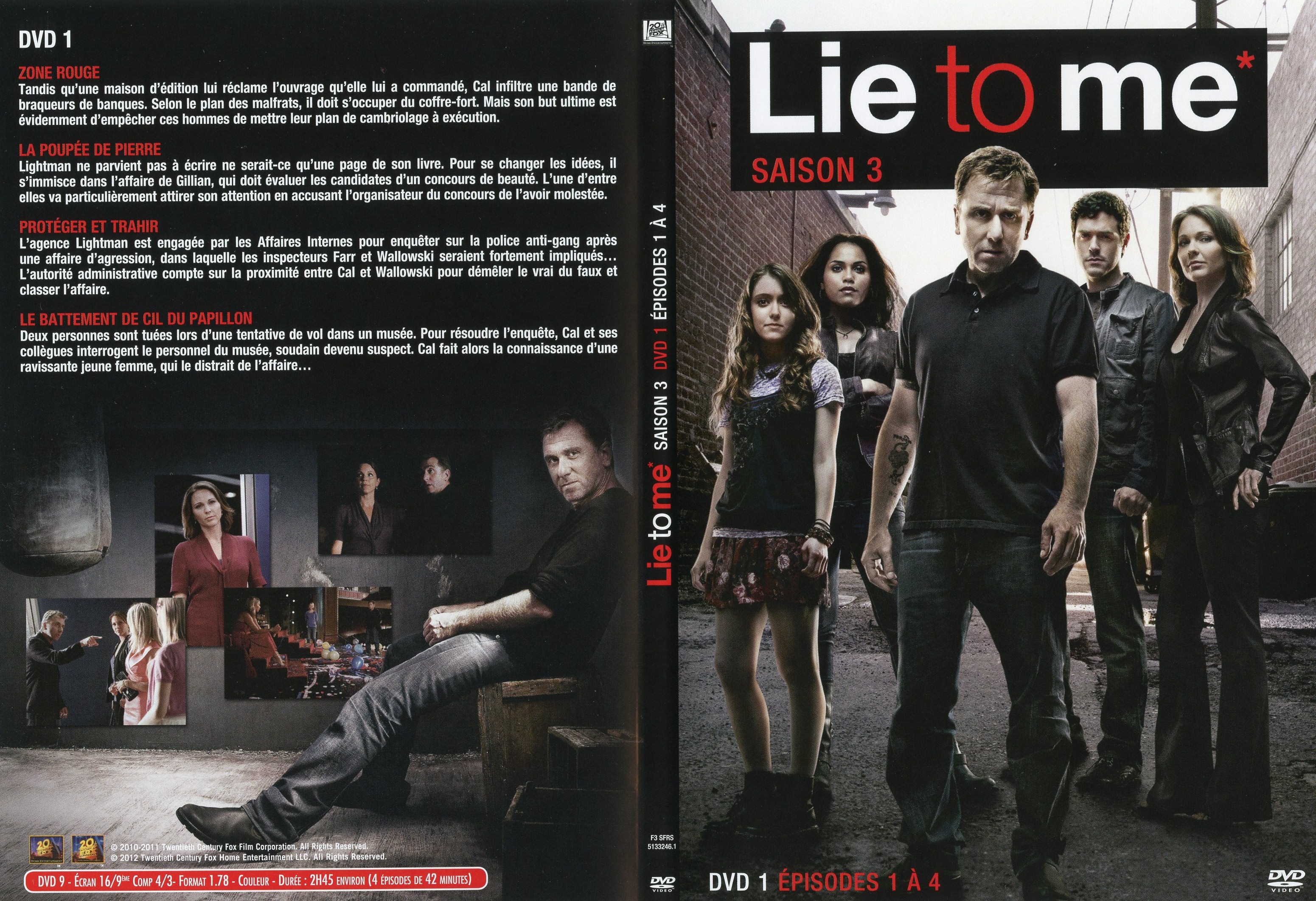 Jaquette DVD Lie to me Saison 3 DVD 1