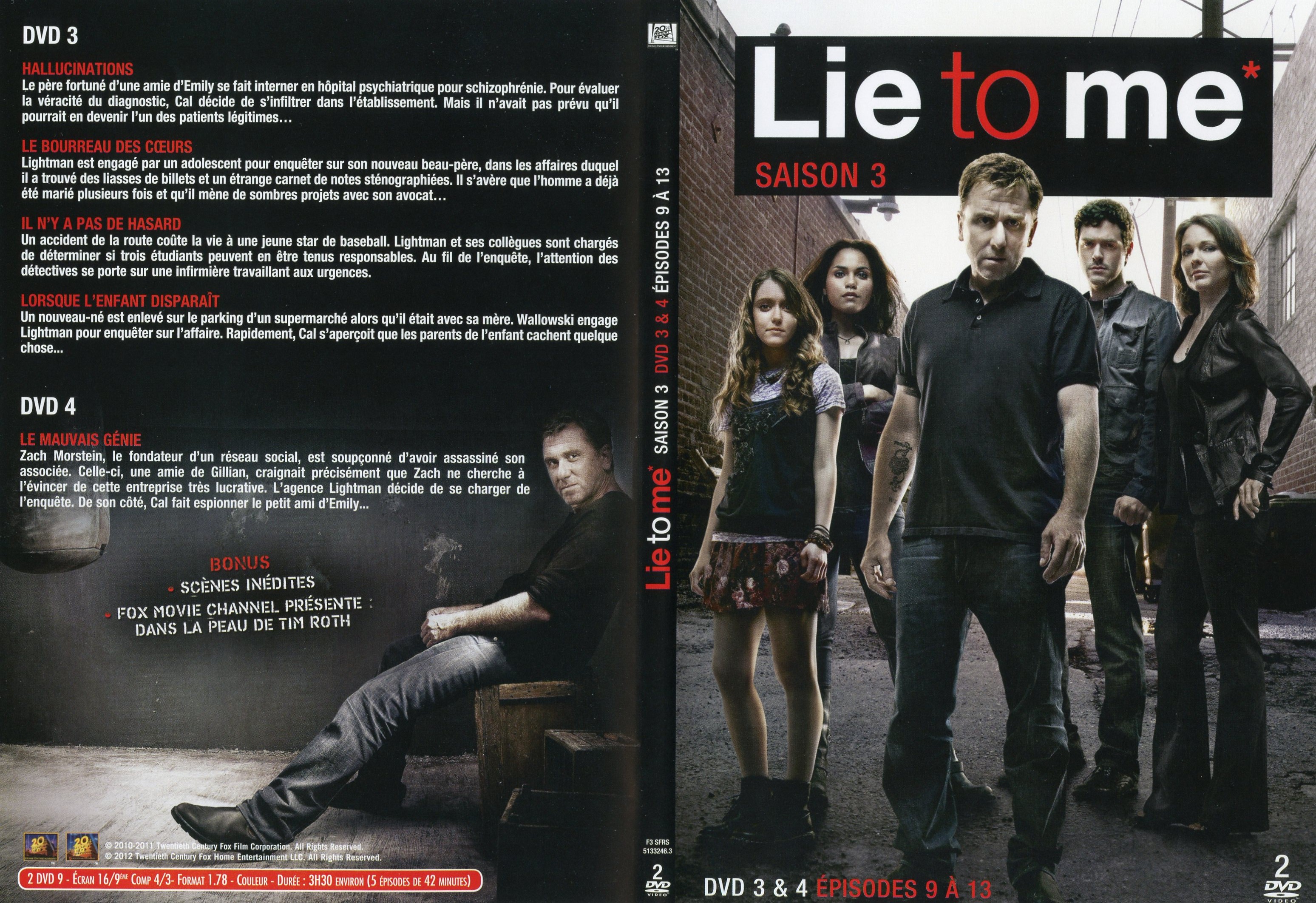 Jaquette DVD Lie to me Saison 3 DVD 3