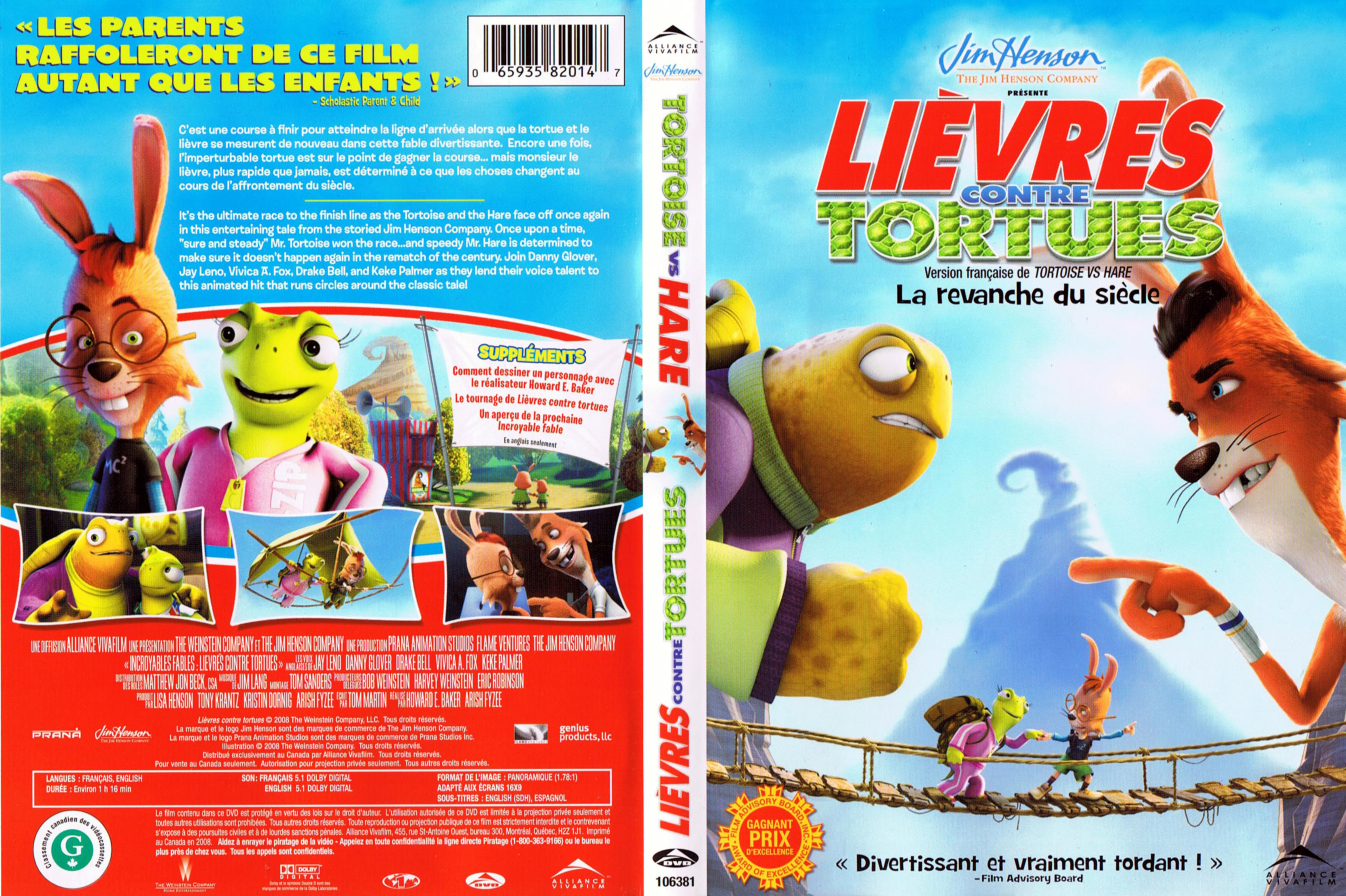 Jaquette DVD Lievres contre tortues (Canadienne)