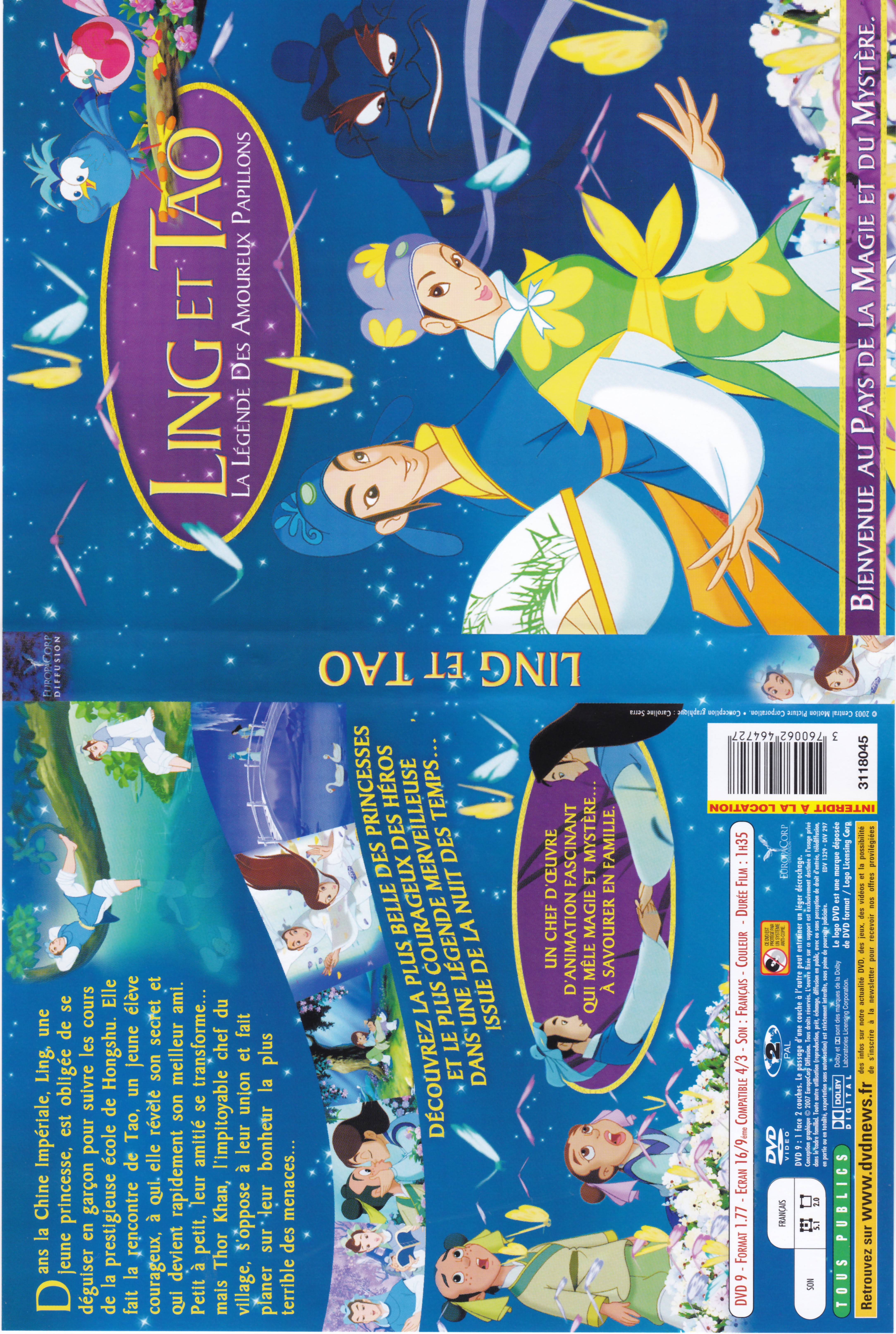 Jaquette DVD De Ling Et Tao La Legende Des Amoureux Papillons 
