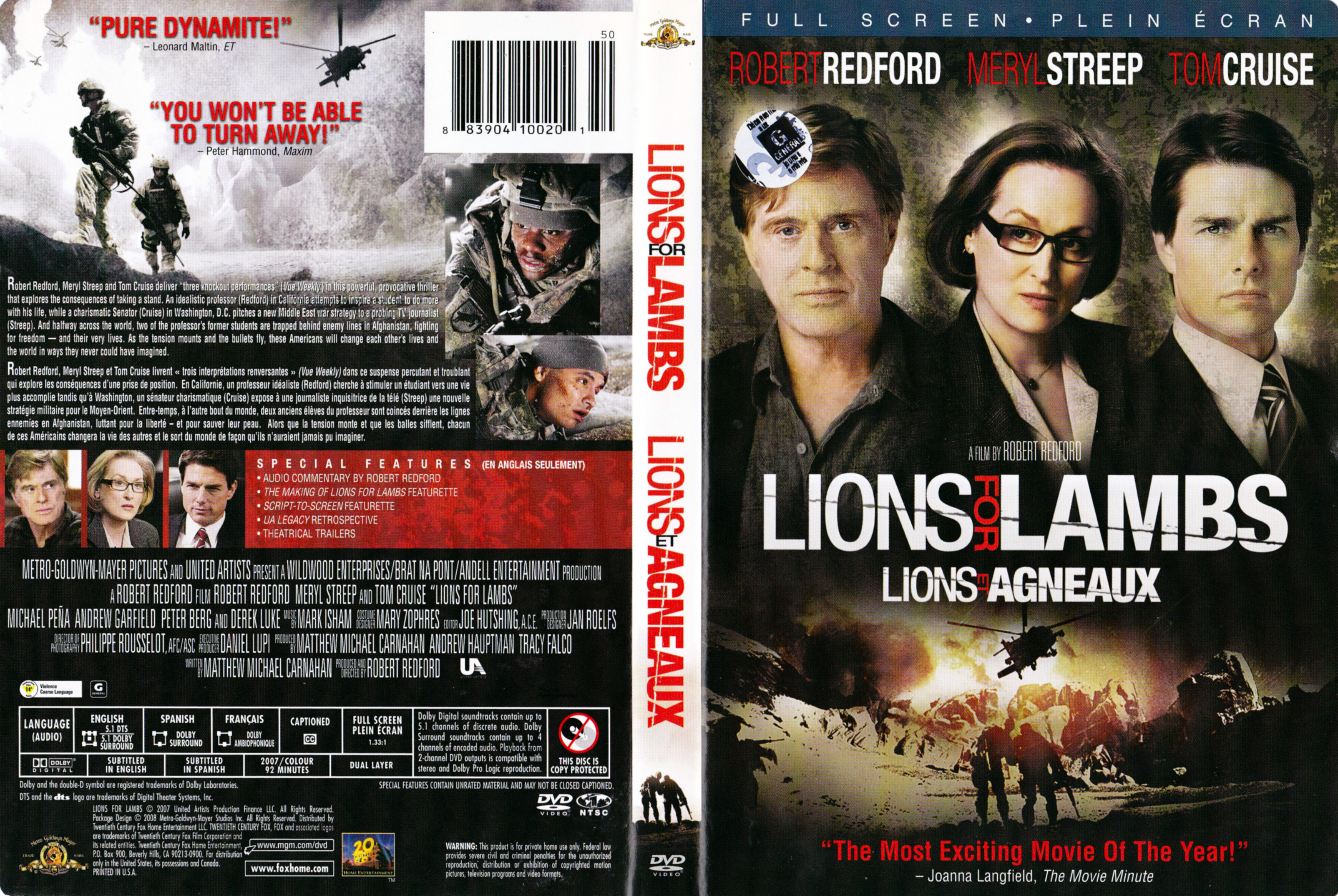 Jaquette DVD Lions for Lambs - Lions et agneaux (Canadienne)