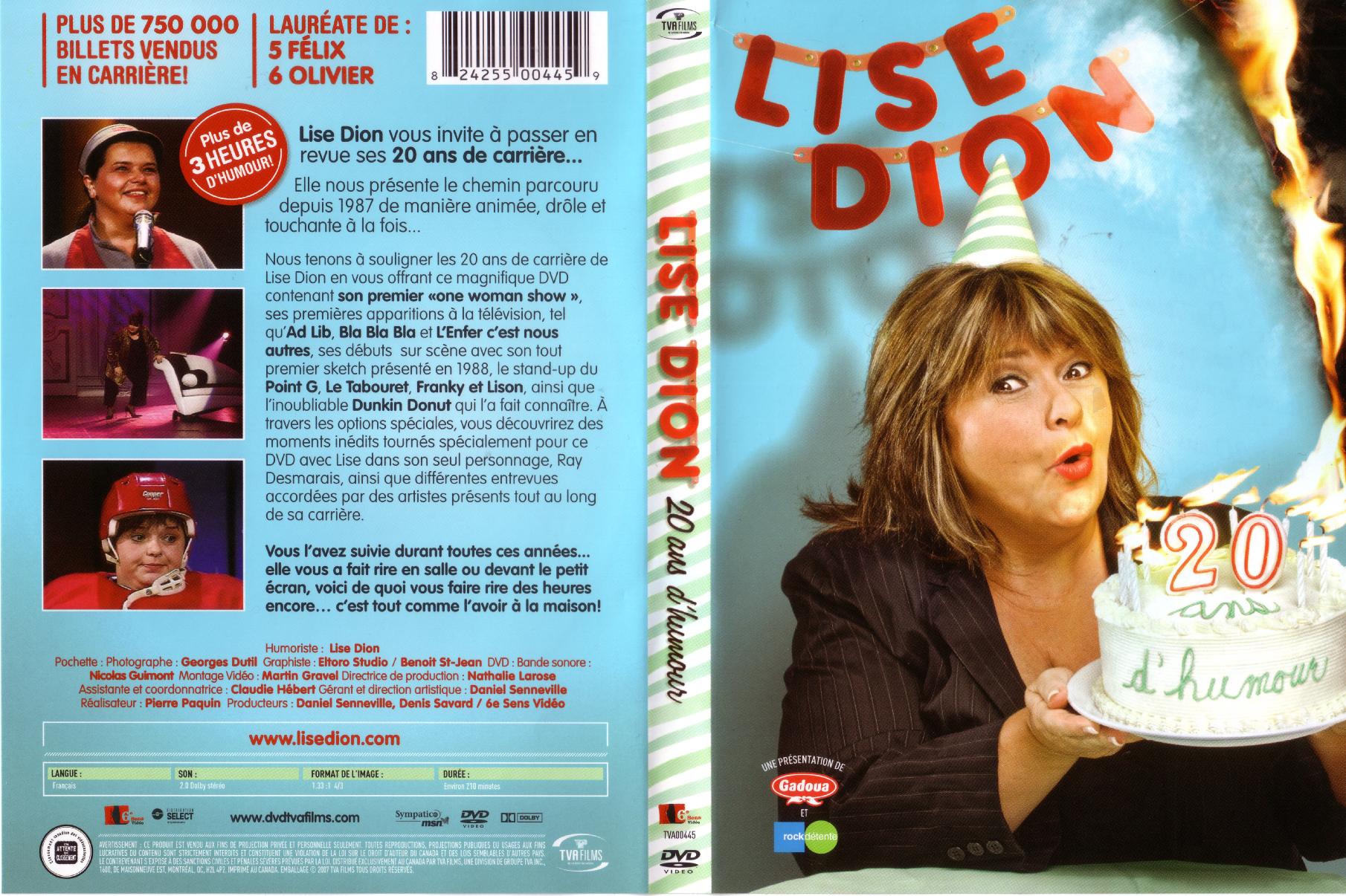 Jaquette DVD Lise Dion 20 ans