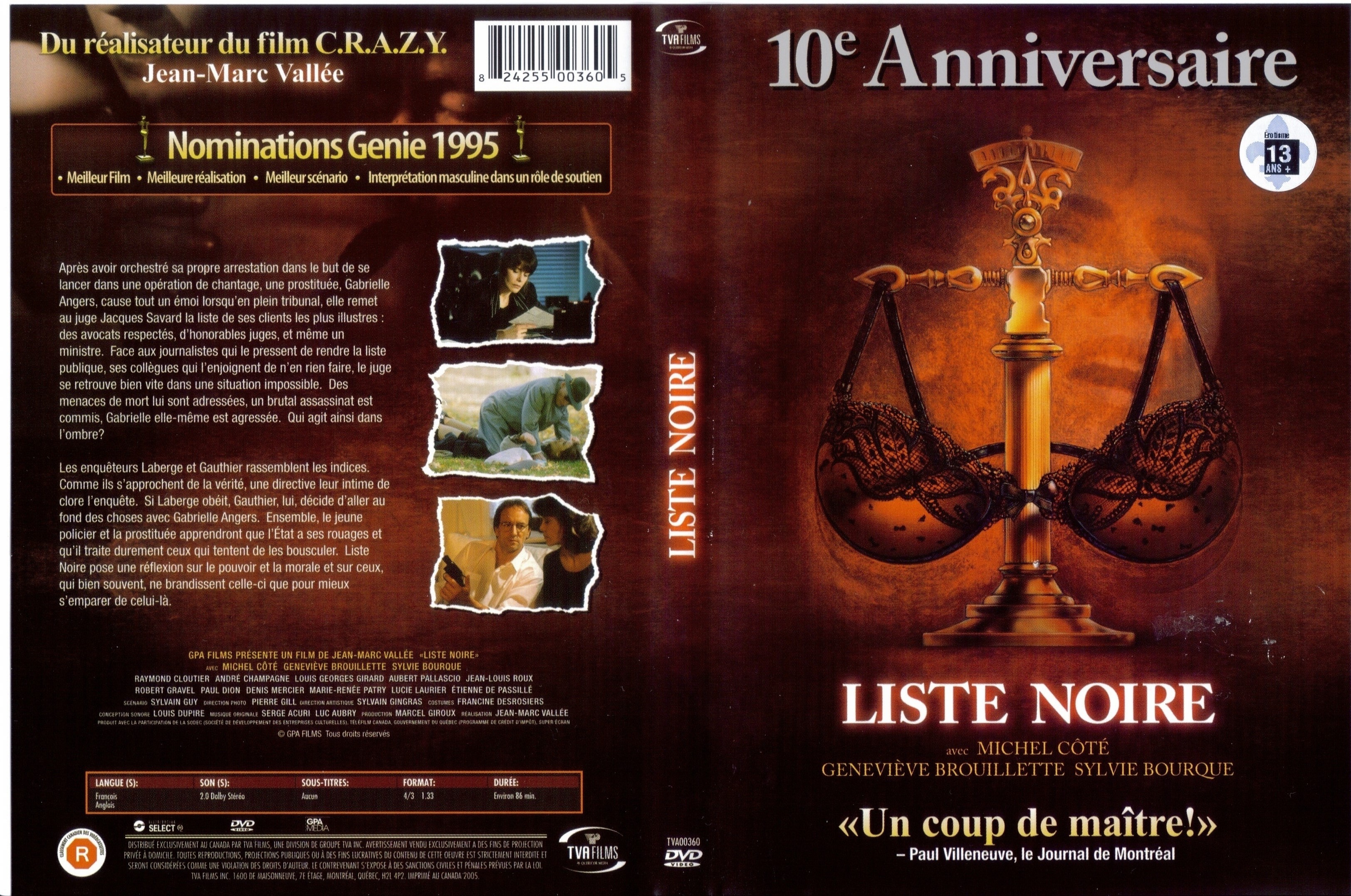 Jaquette DVD Liste noire (Canadienne)