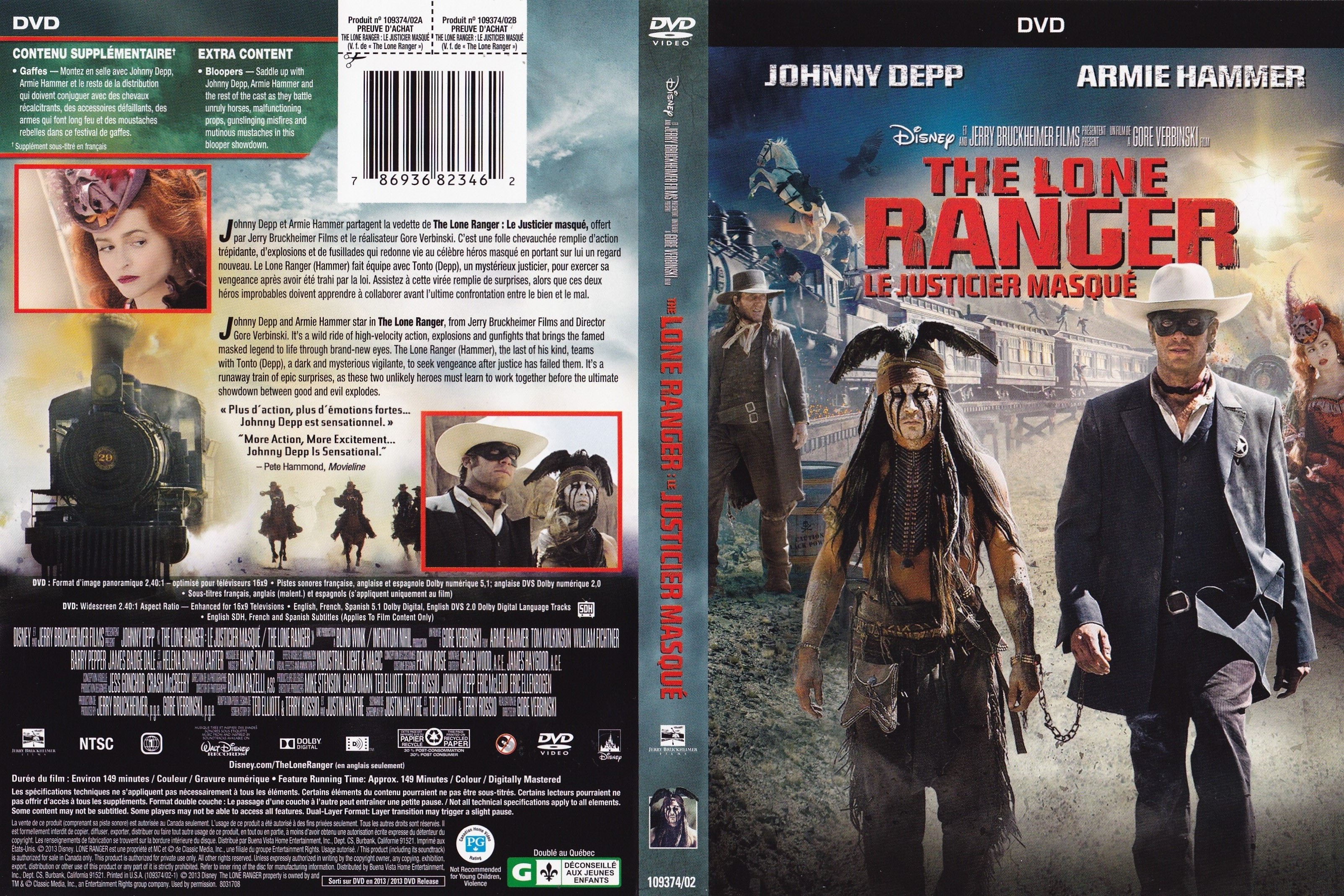 Jaquette DVD Lone ranger - Le justicier masqu (Canadienne)