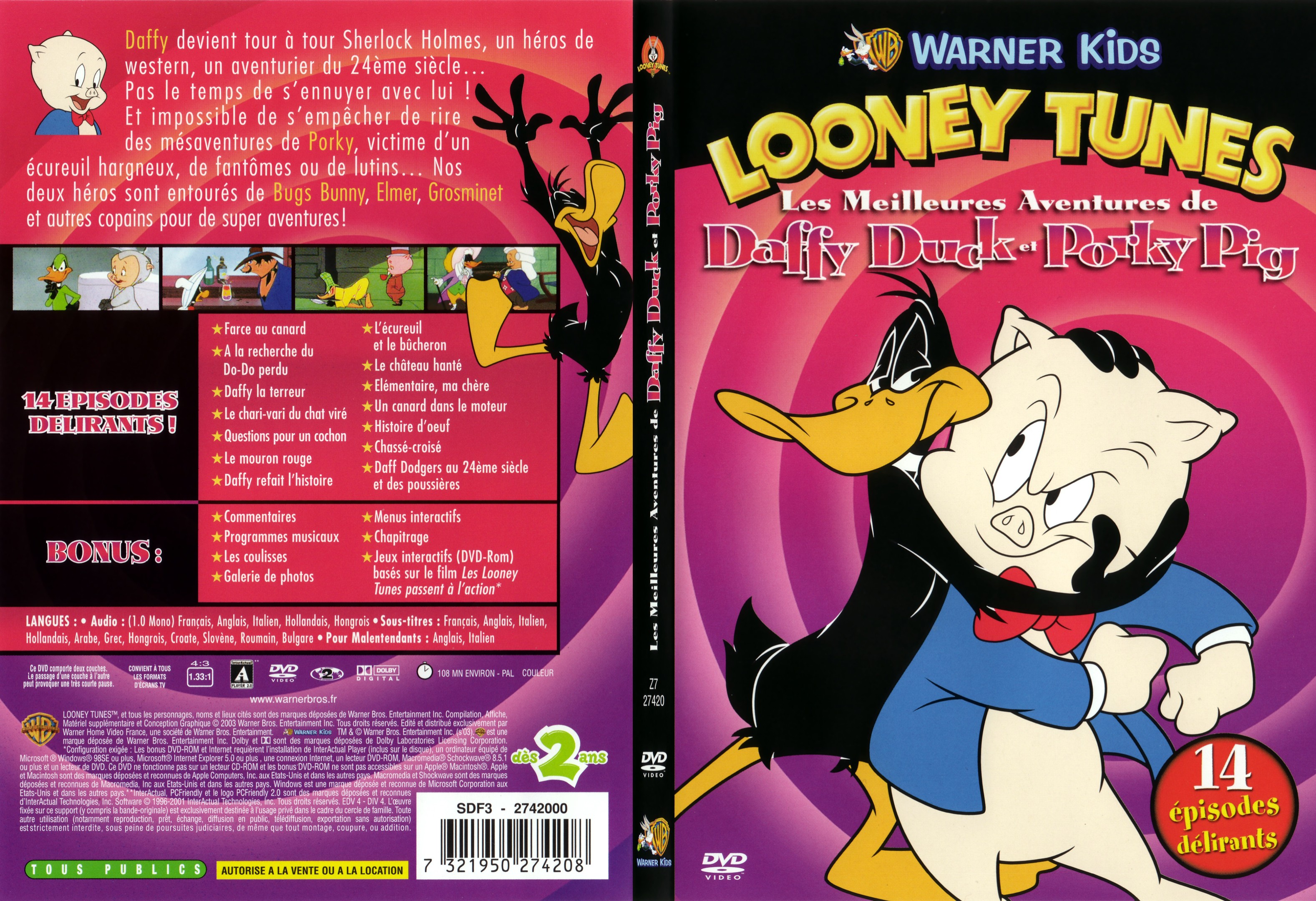 Jaquette DVD Looney Tunes - Daffy Duck et Porky Pig - SLIM