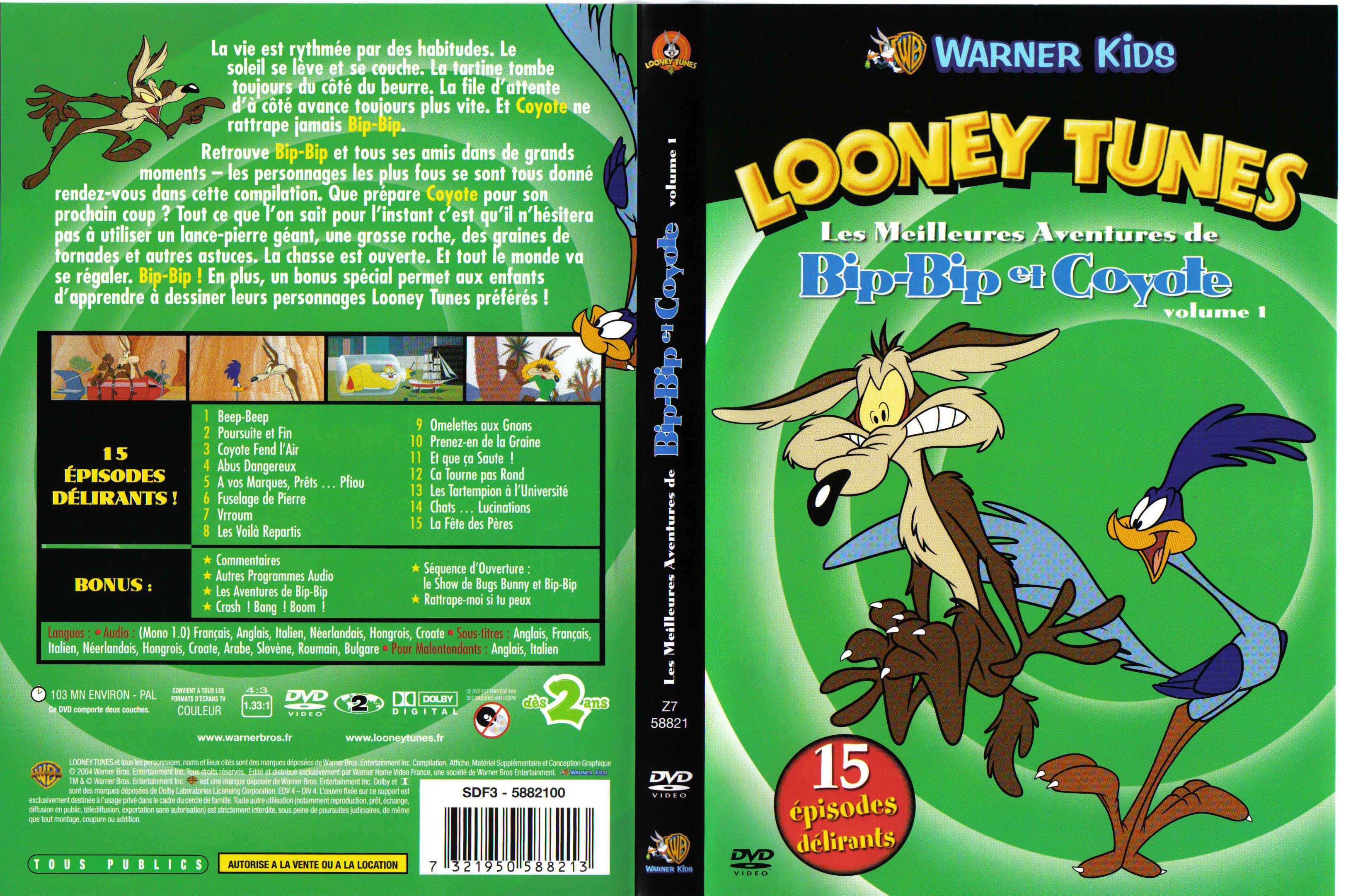 Jaquette DVD Looney Tunes - Les meilleures aventures de Bip-Bip et Coyote - volume 1