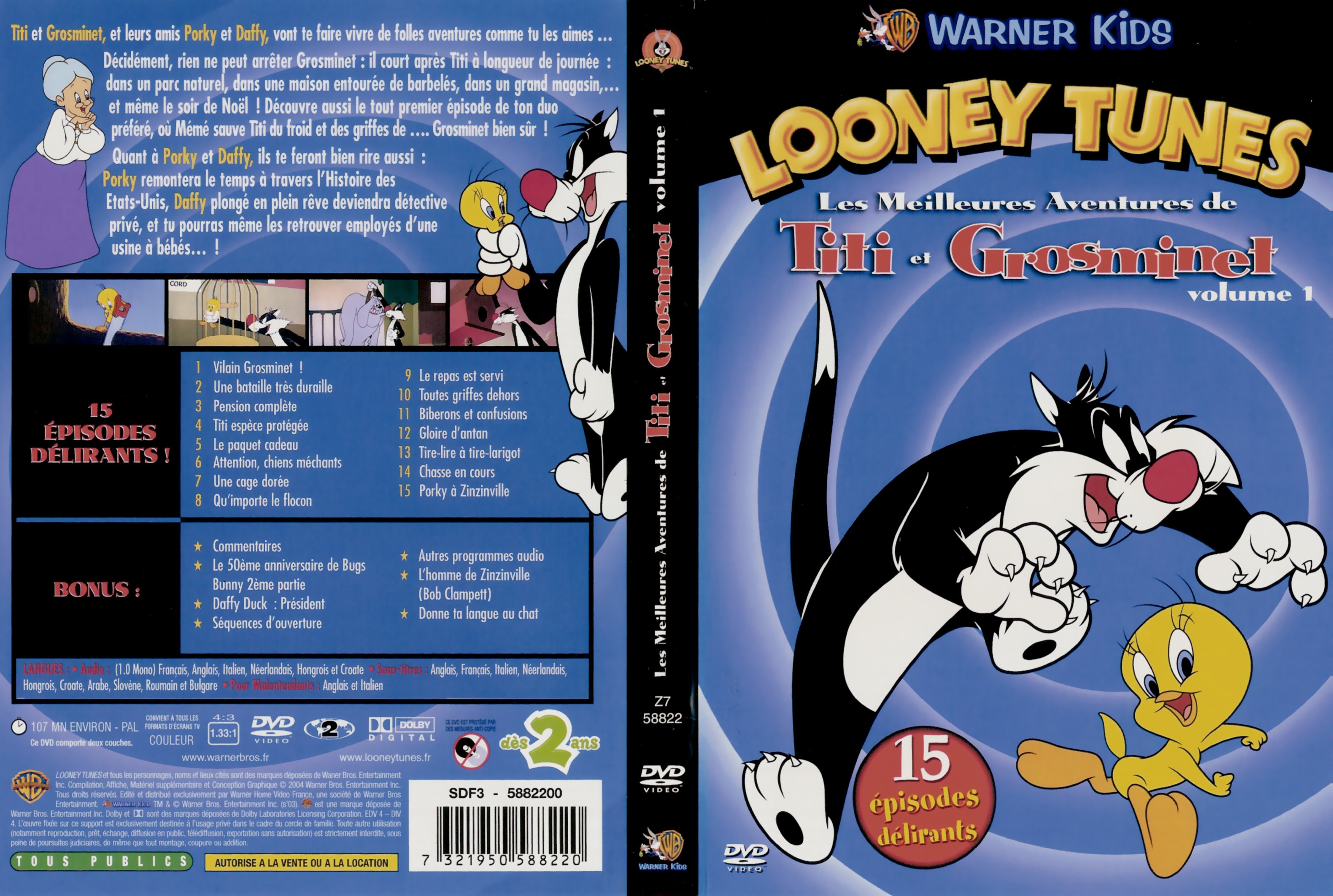 Jaquette DVD Looney Tunes - Les meilleures aventures de Titi et Grosminet - volume 1