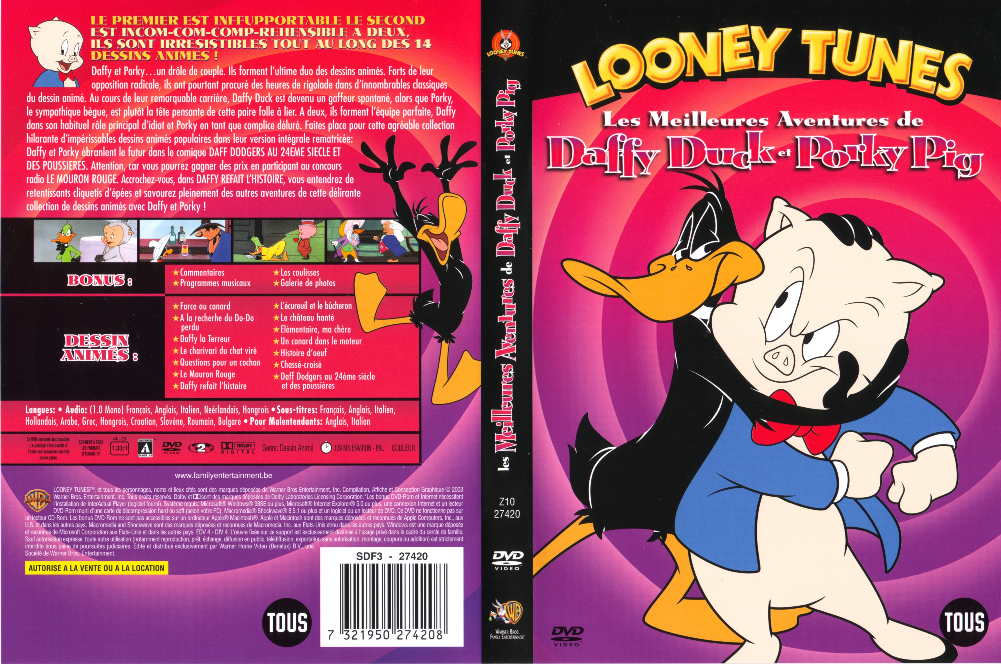 Jaquette DVD Looney Tunes - Les meilleures aventures de daffy Duck et Porky Pig