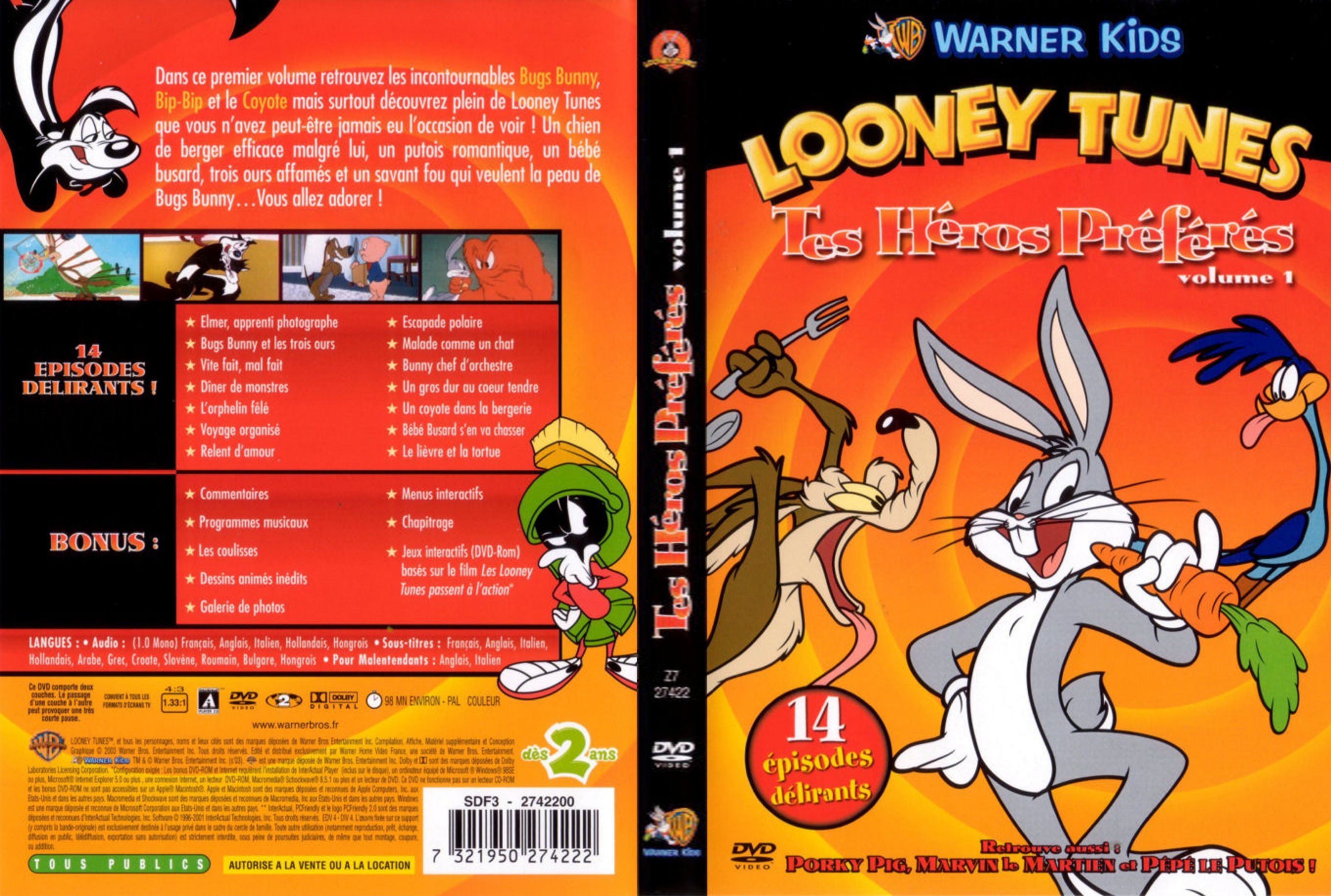 Jaquette DVD Looney tunes - Tes hros prfrs vol 1 v2