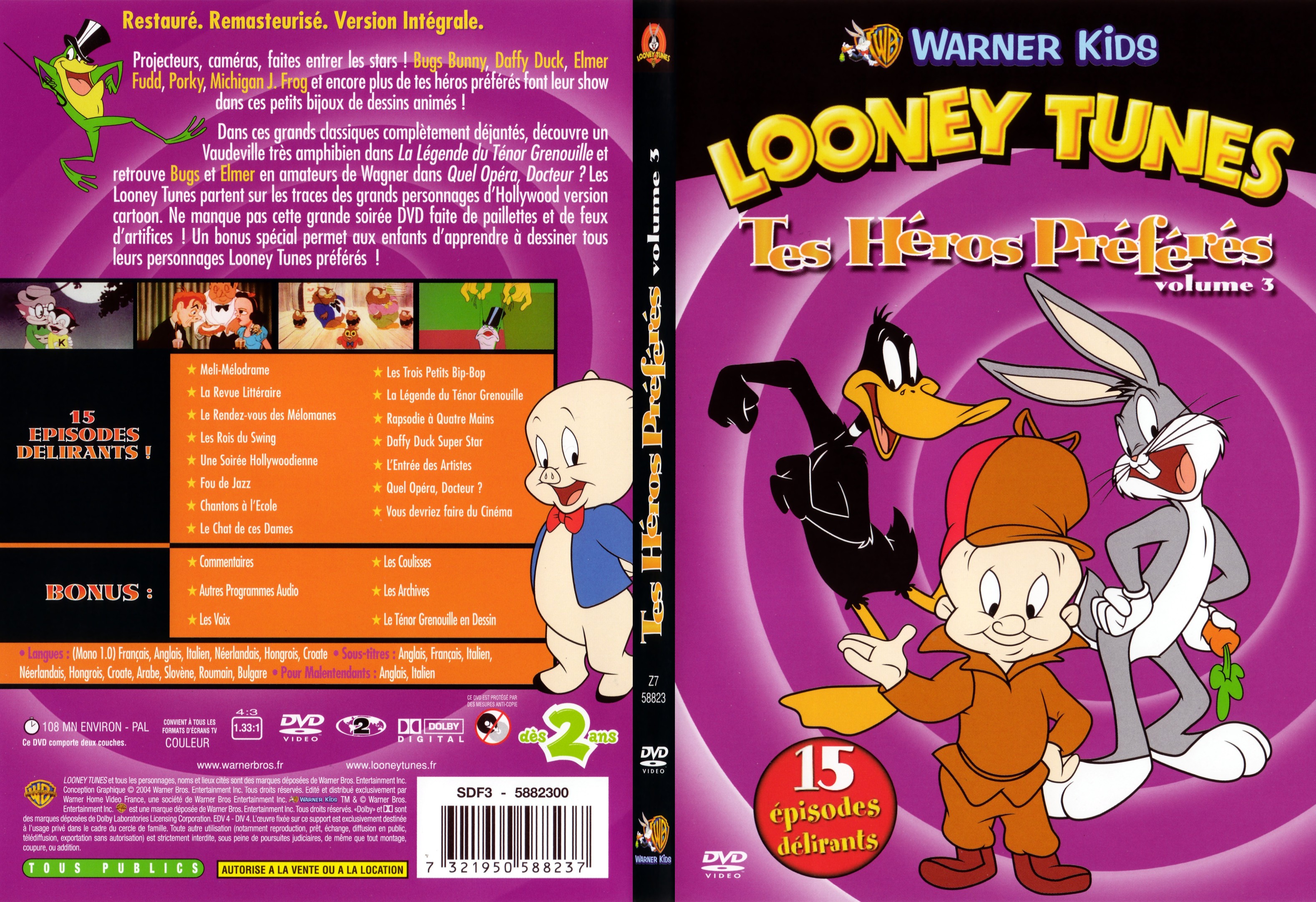 Jaquette DVD Looney tunes - Tes hros prfrs vol 3 - SLIM