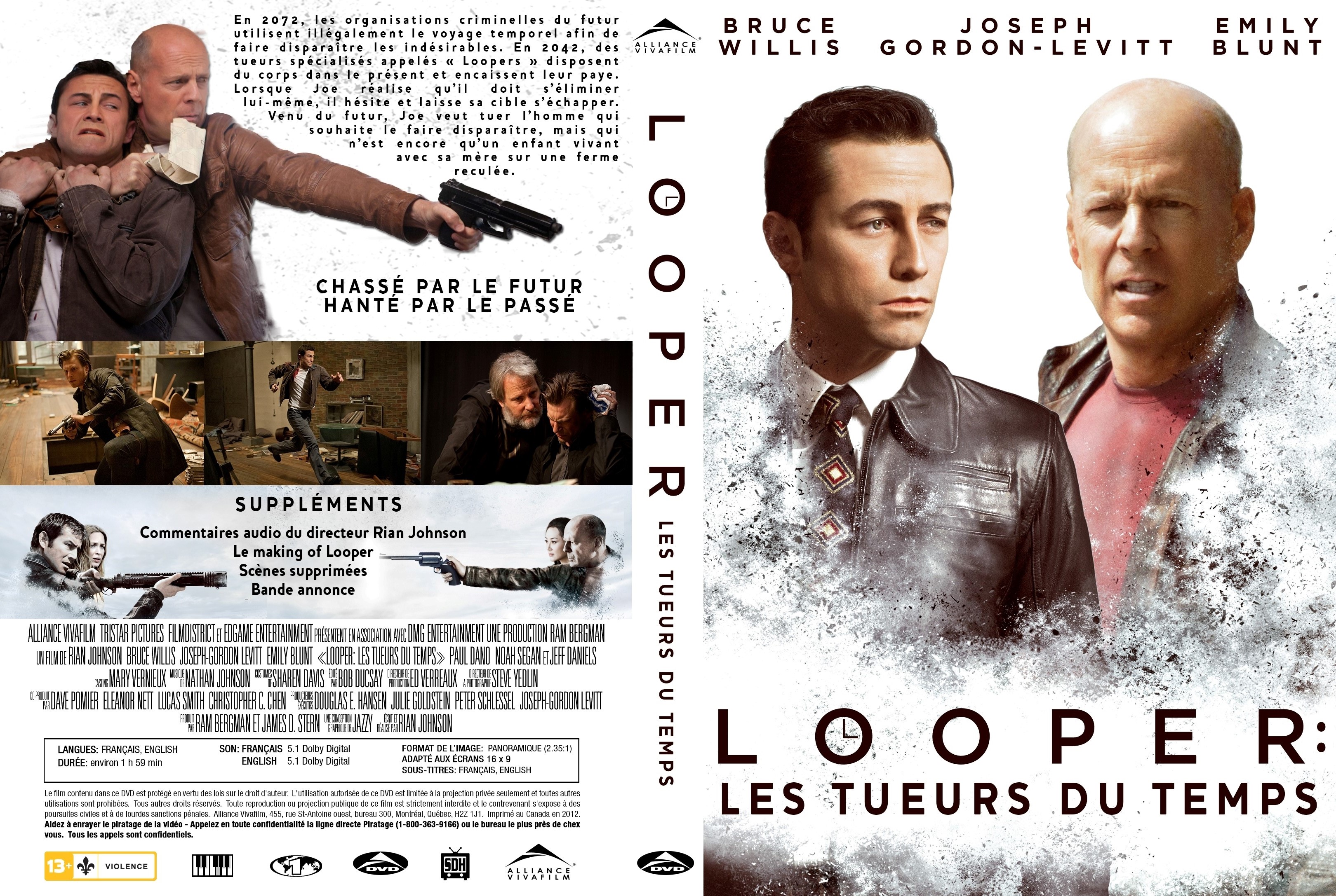 Jaquette DVD Looper - Les tueurs du temps custom (Canadienne)