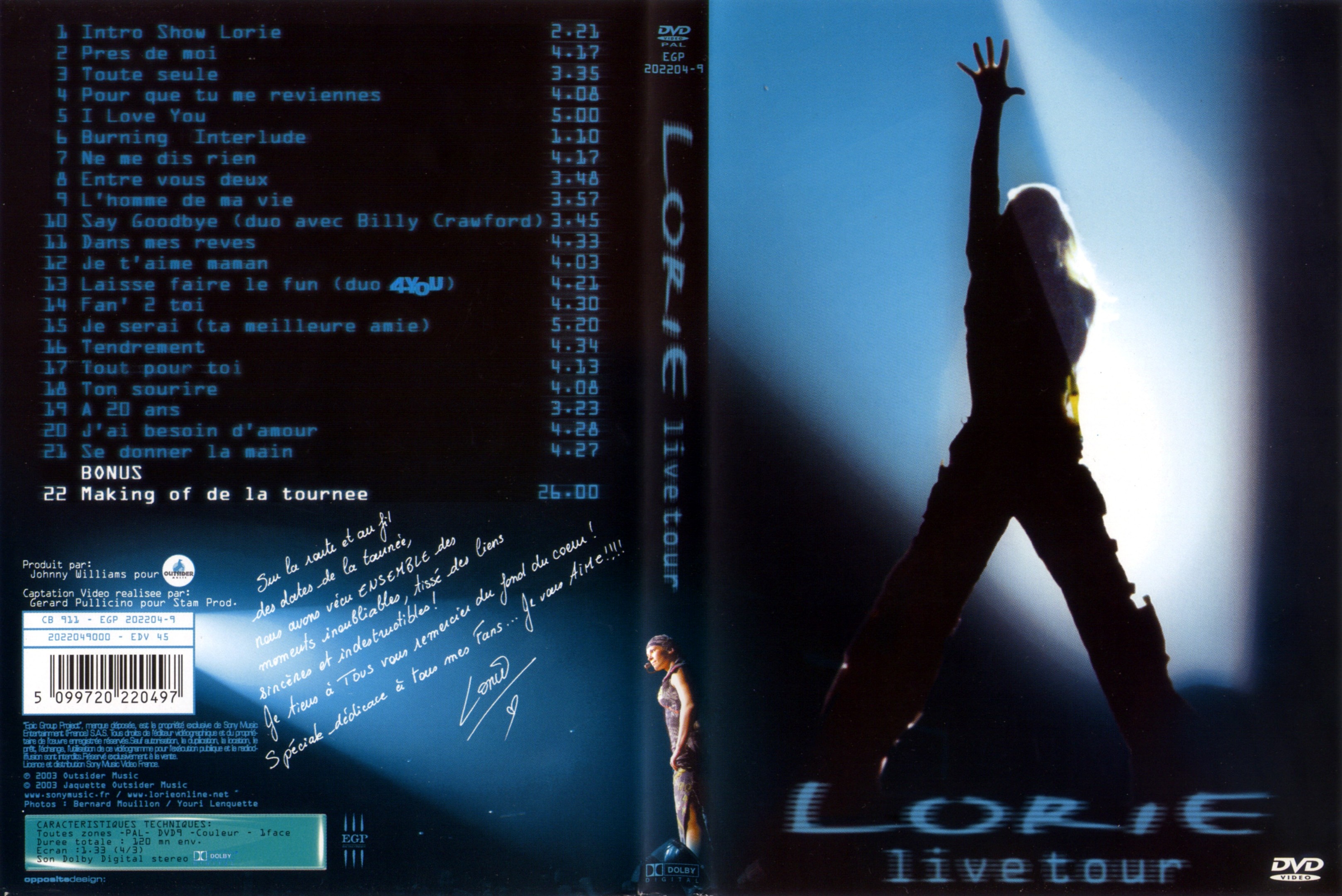 Jaquette DVD Lorie Live tour