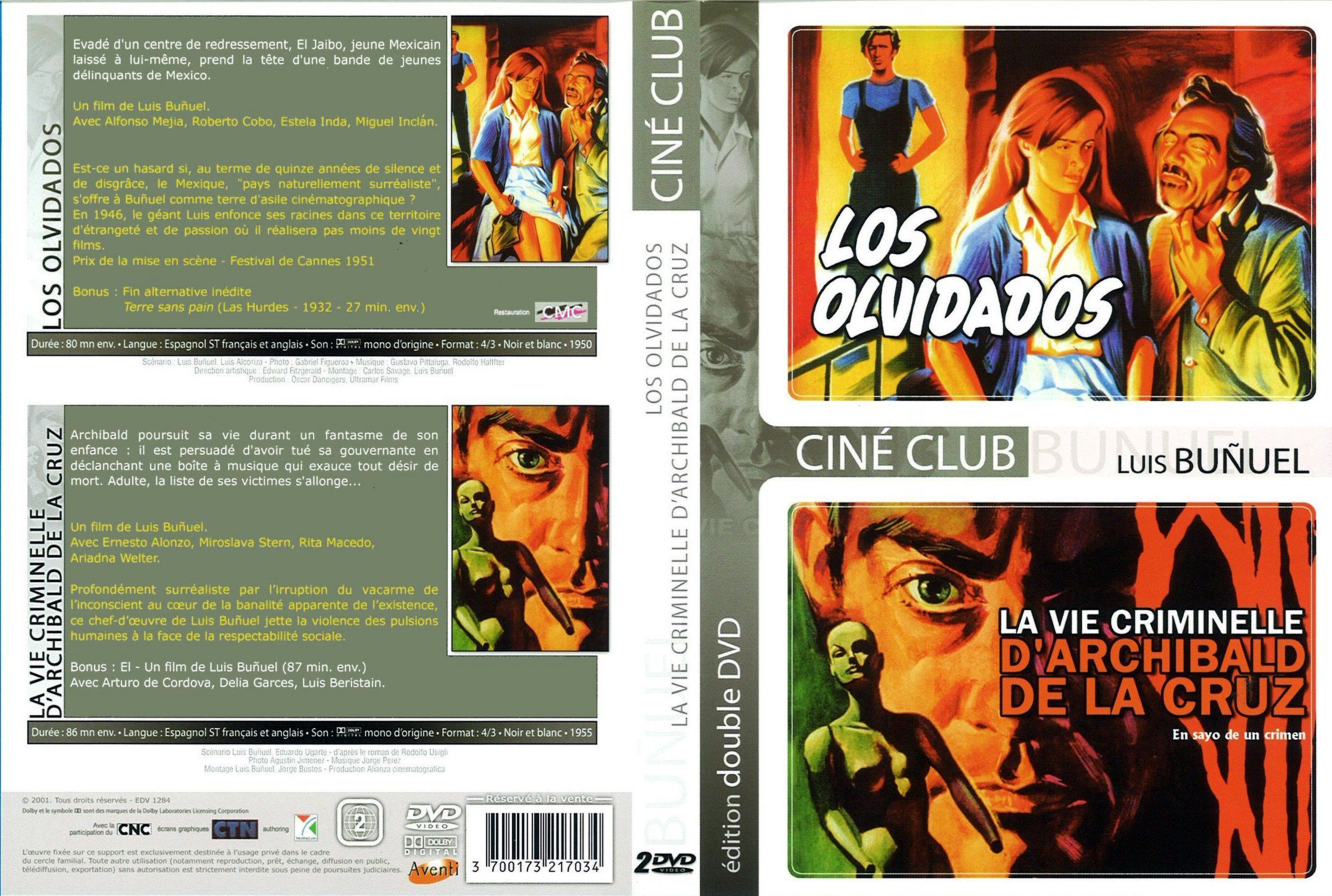 Jaquette DVD Los olvidados + La vie criminelle d