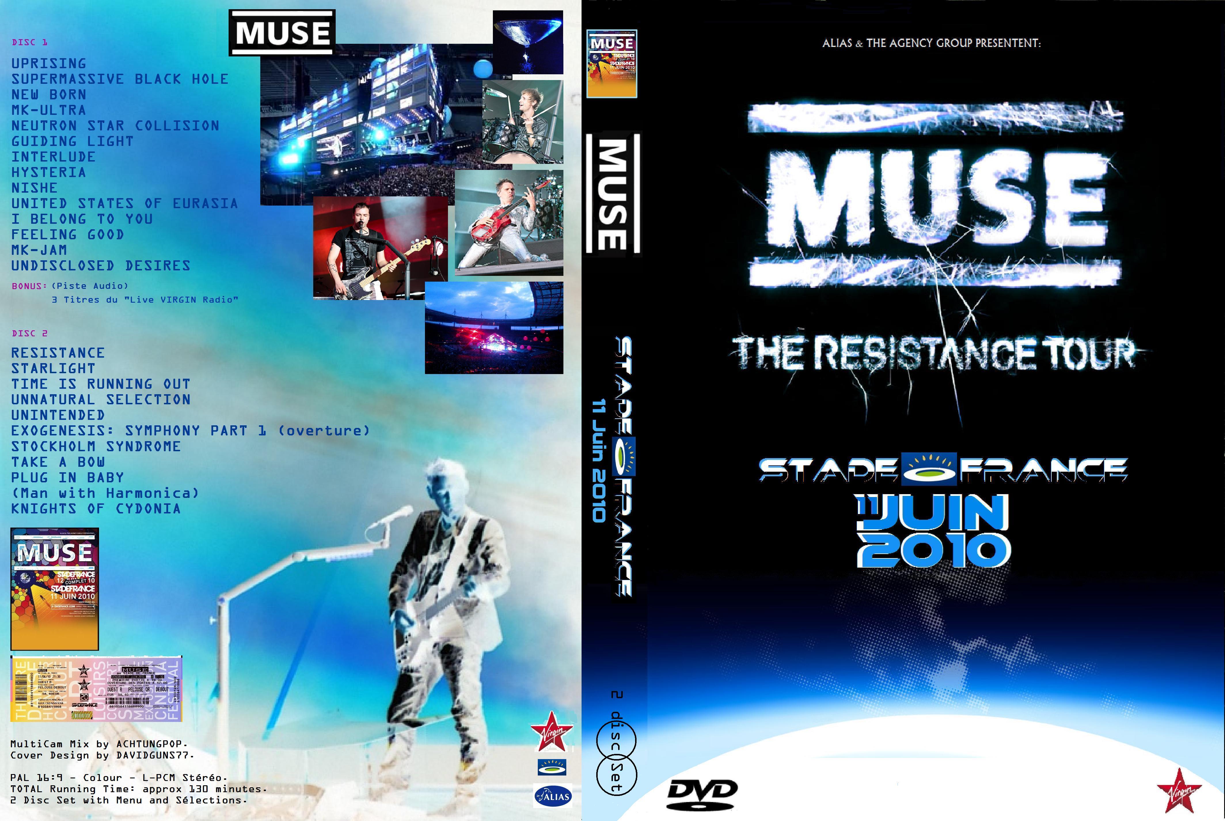 Jaquette DVD MUSE The resistance tour Stade de France 11 Juin 2010 custom