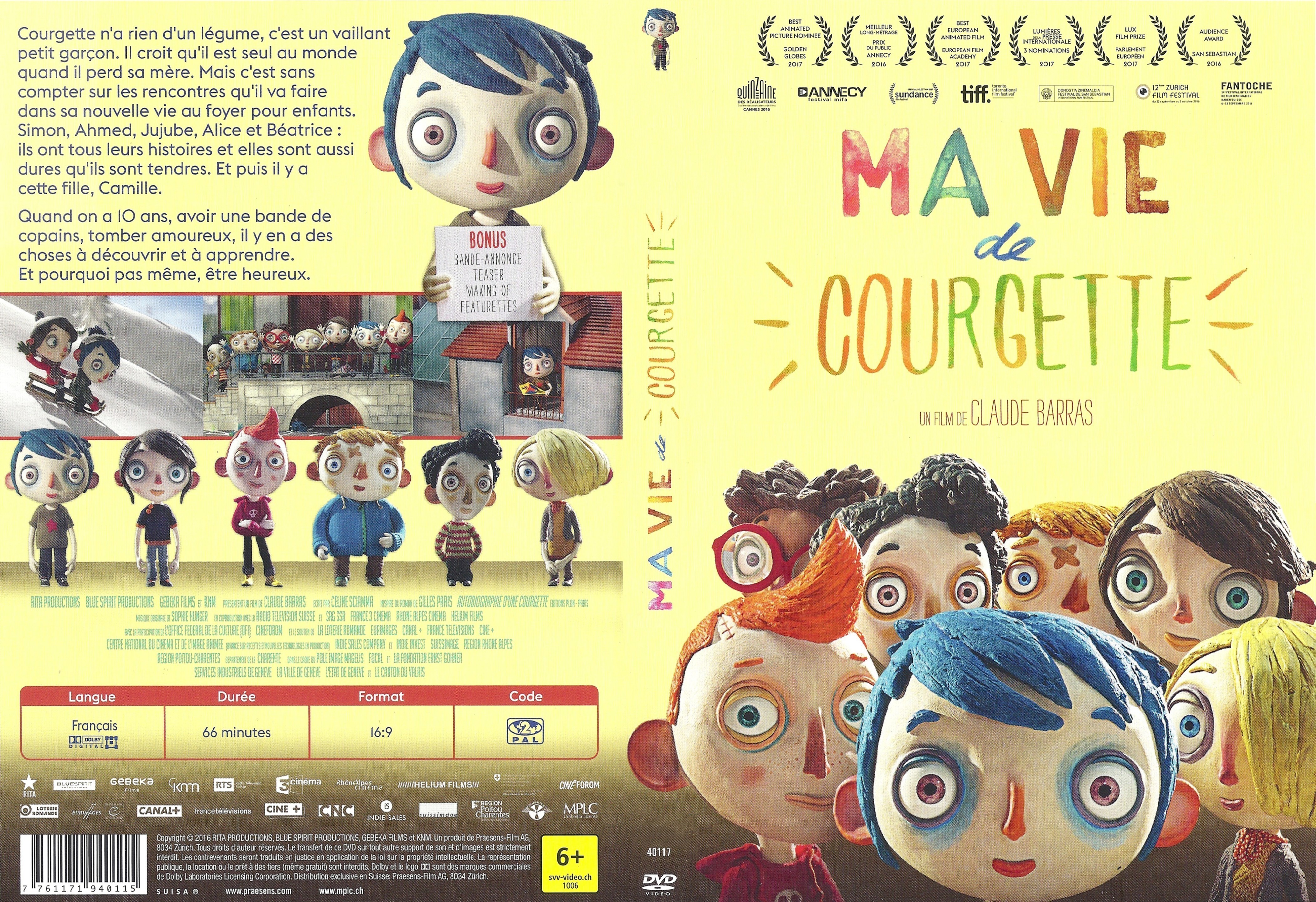 Jaquette DVD Ma vie de courgette - SLIM