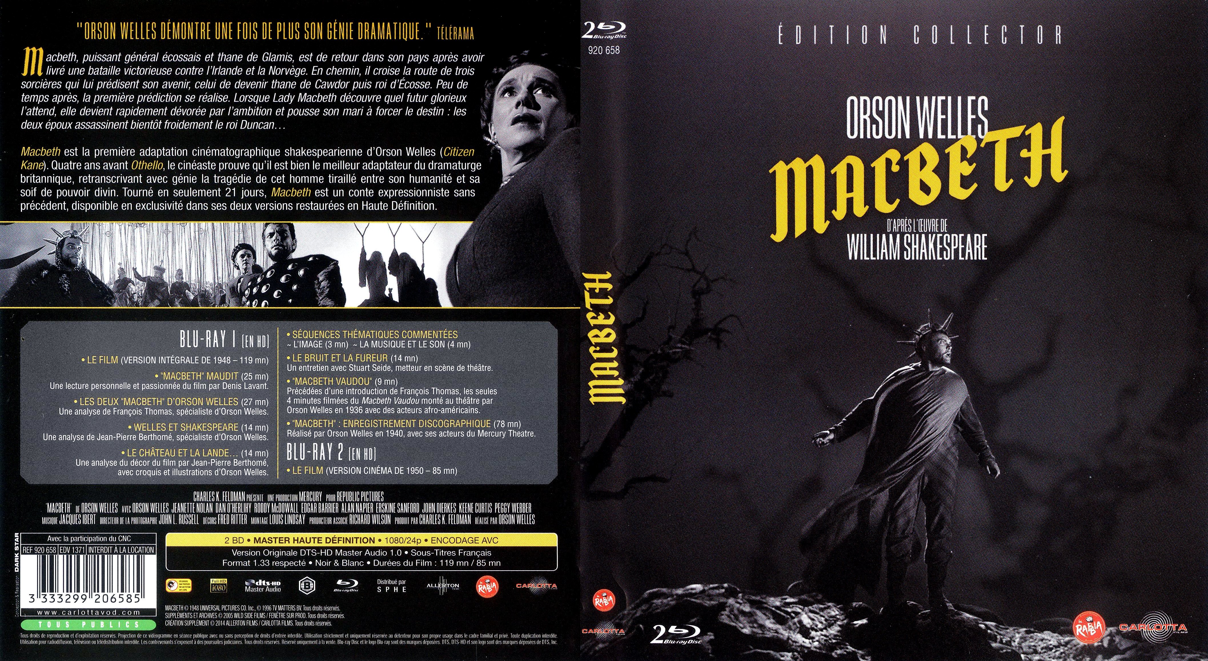 Jaquette DVD Macbeth (1948) (BLU-RAY)