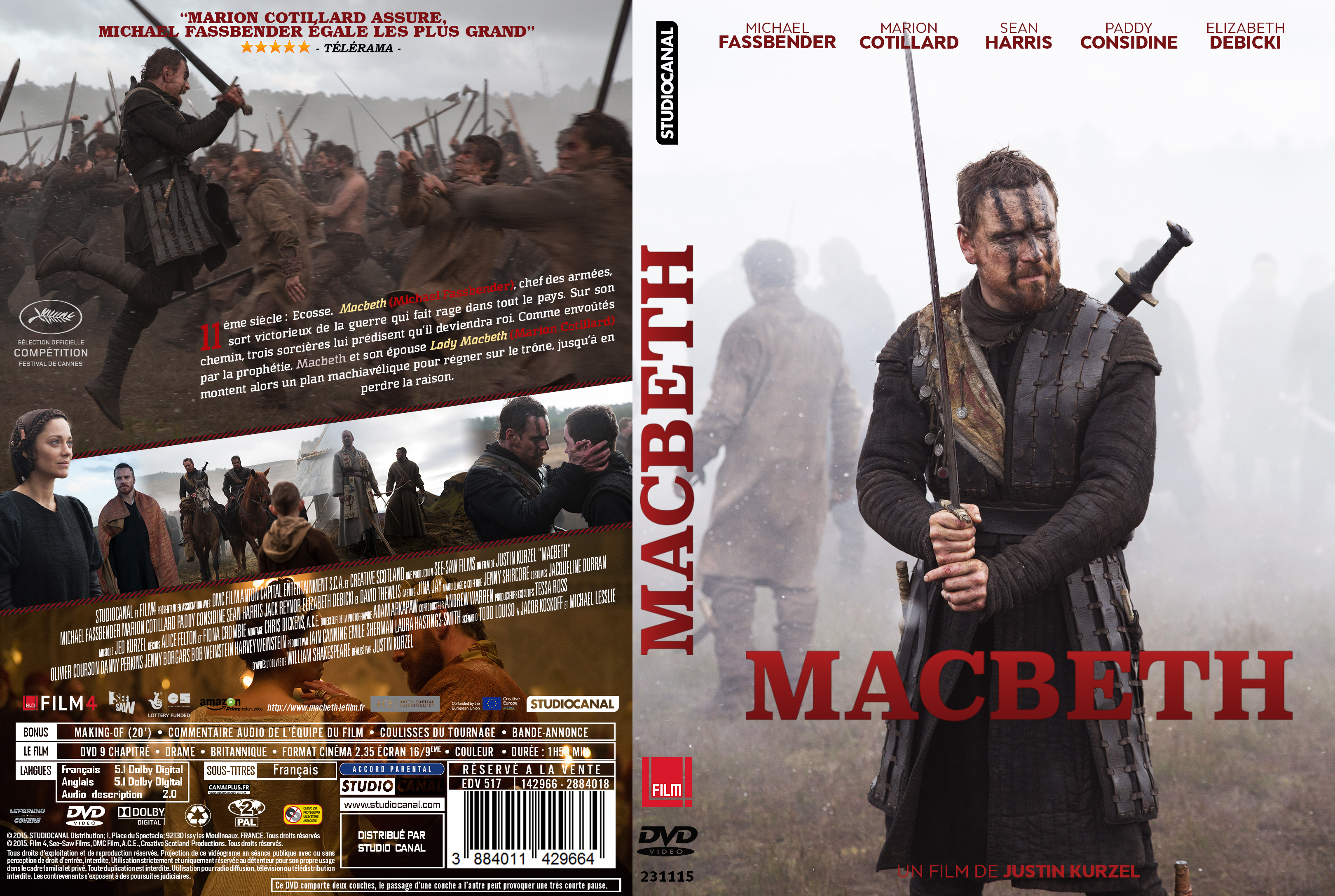 Jaquette DVD Macbeth (2015) custom v2