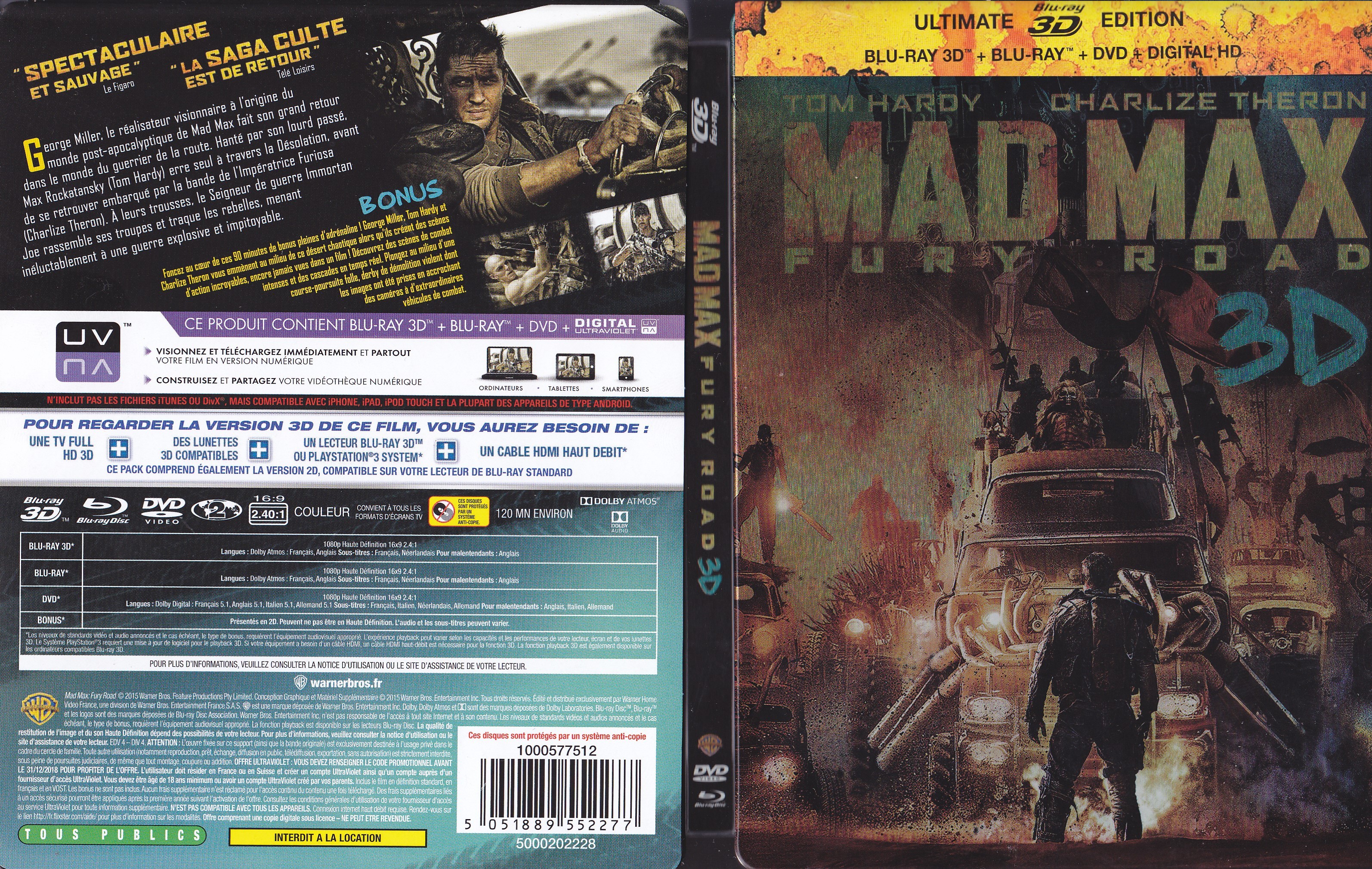 Jaquette DVD Mad Max: Fury Road 3D (BLU-RAY)