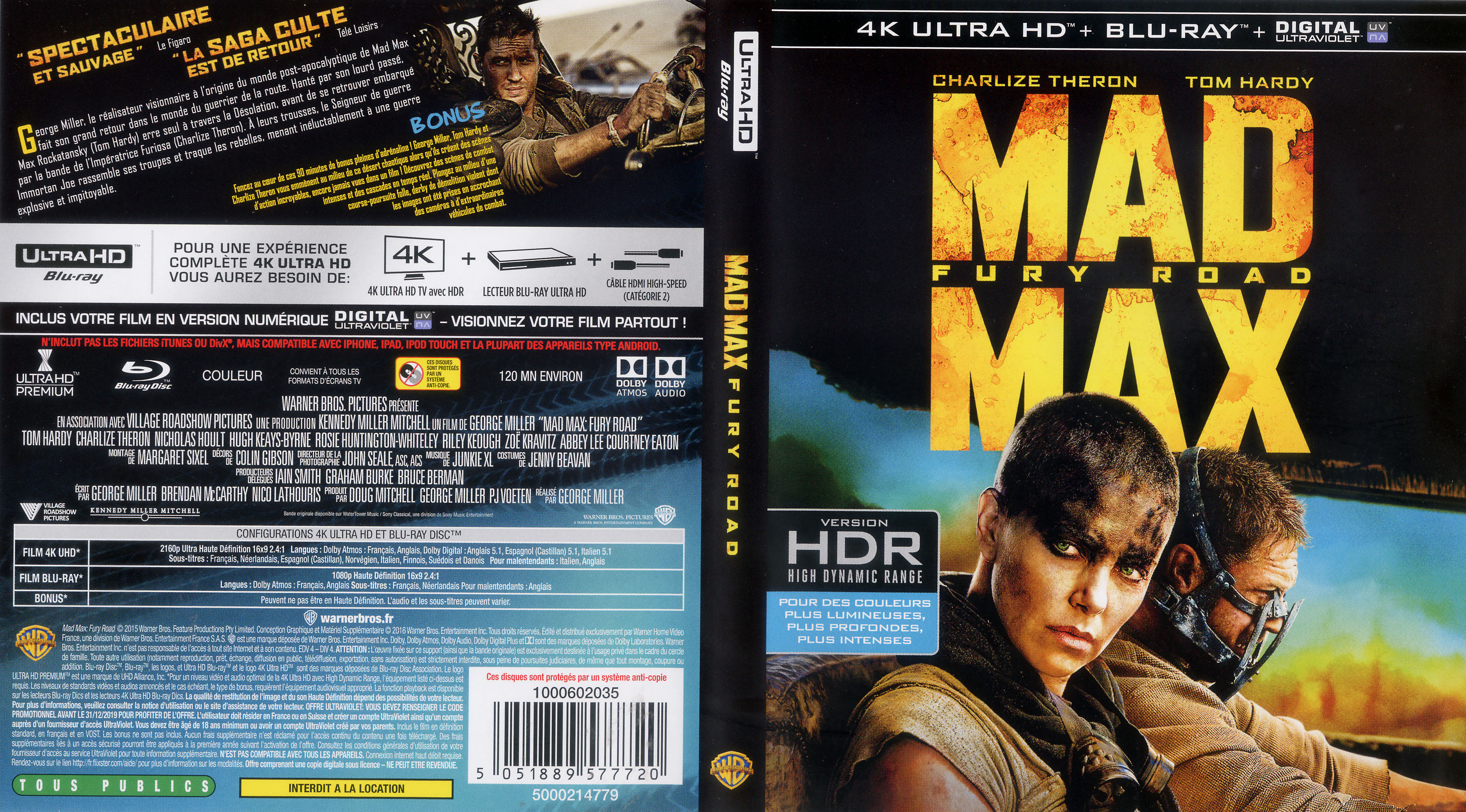 Jaquette DVD Mad Max: Fury Road 4K (BLU-RAY)