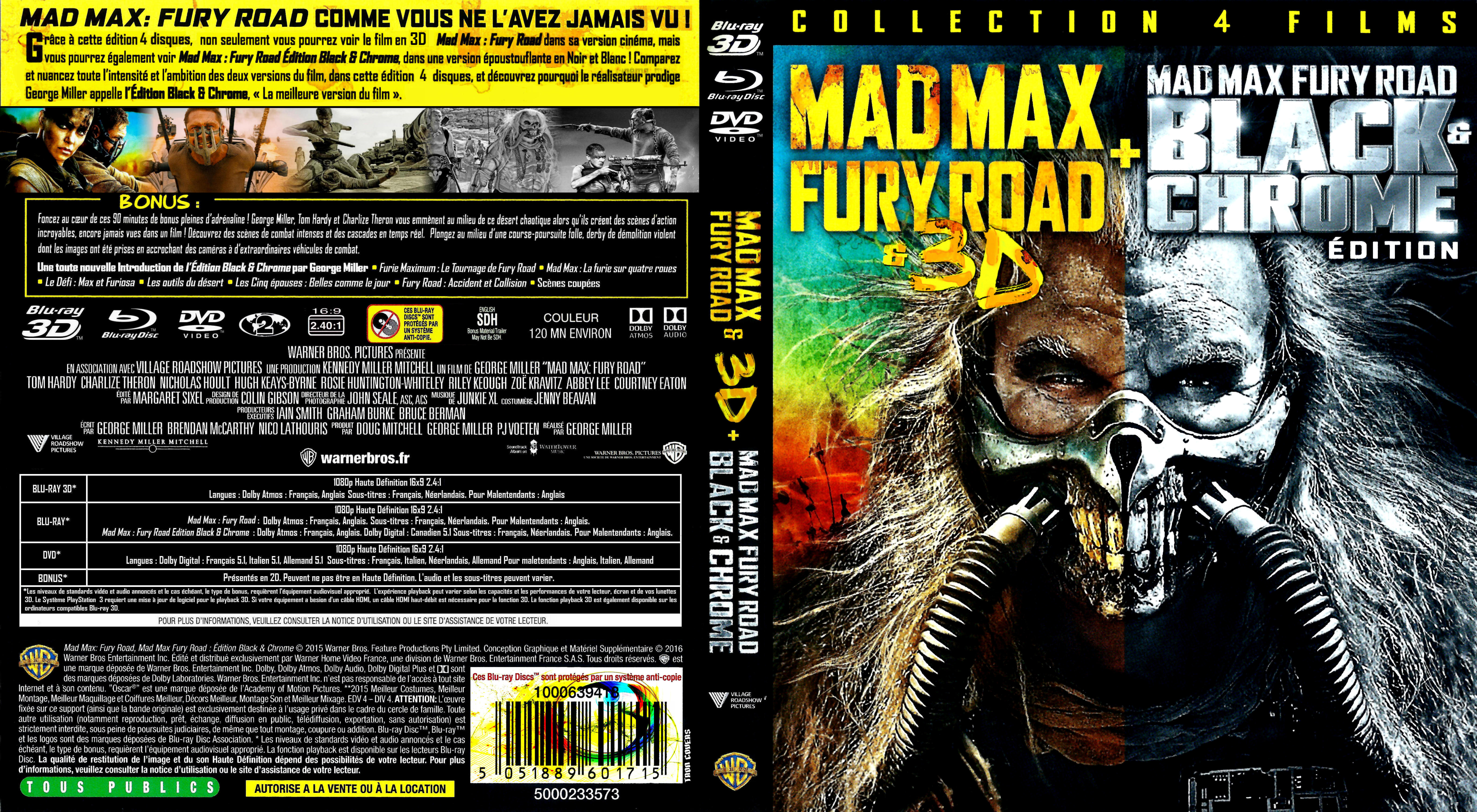 Jaquette DVD Mad Max fury road 3D, Black & Chrome collection custom (BLU-RAY)