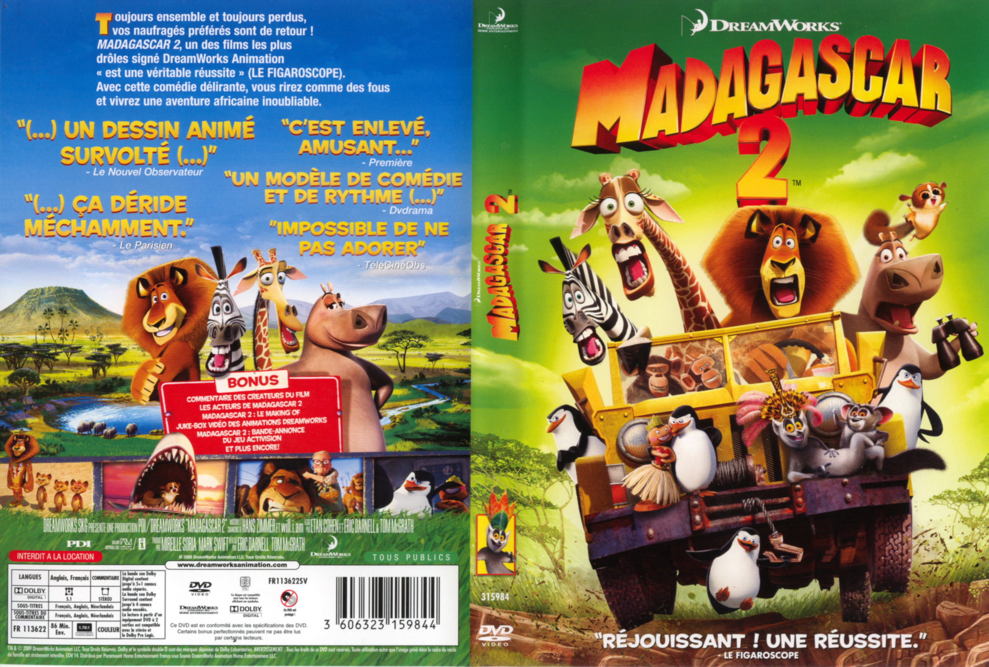Jaquette DVD Madagascar 2