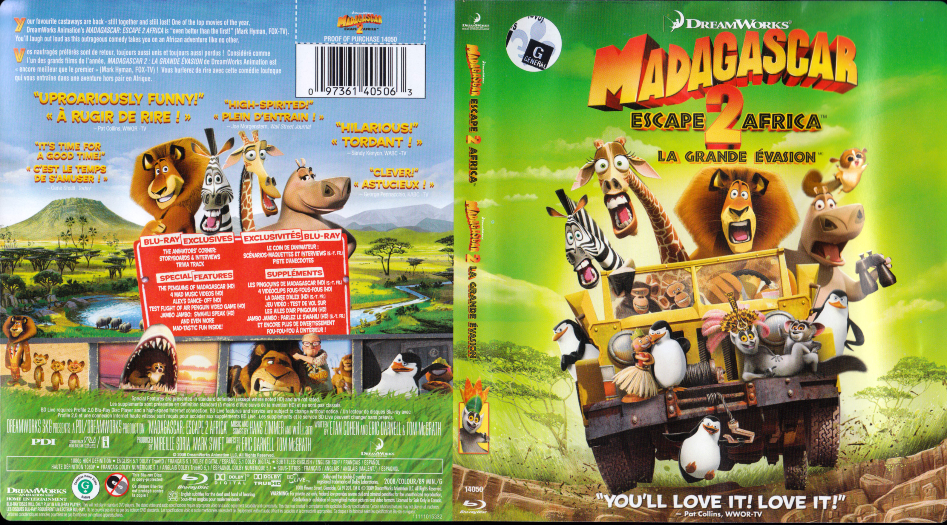 Jaquette DVD Madagascar 2 (BLU-RAY) (Canadienne)