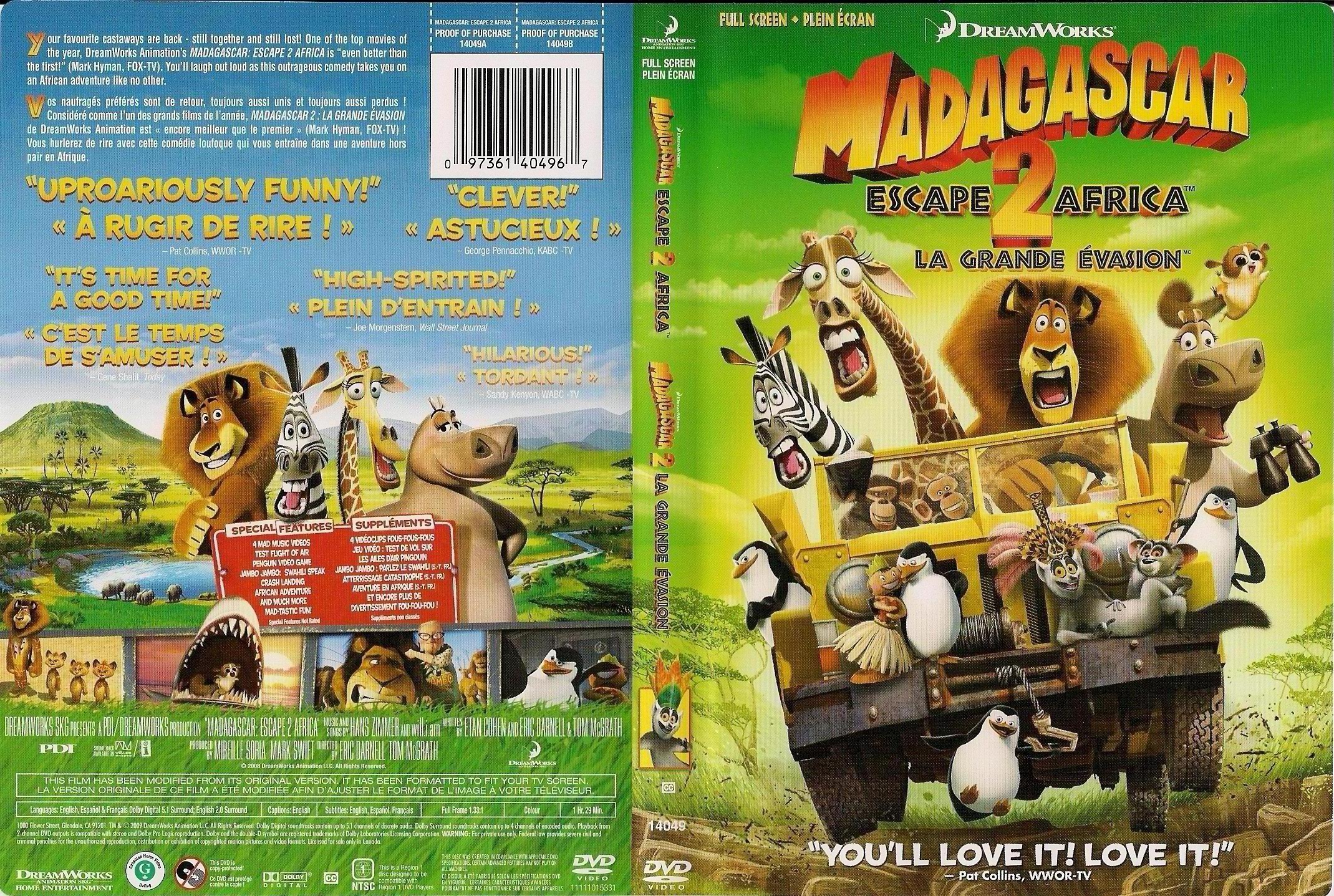 Jaquette DVD Madagascar 2 (Canadienne)