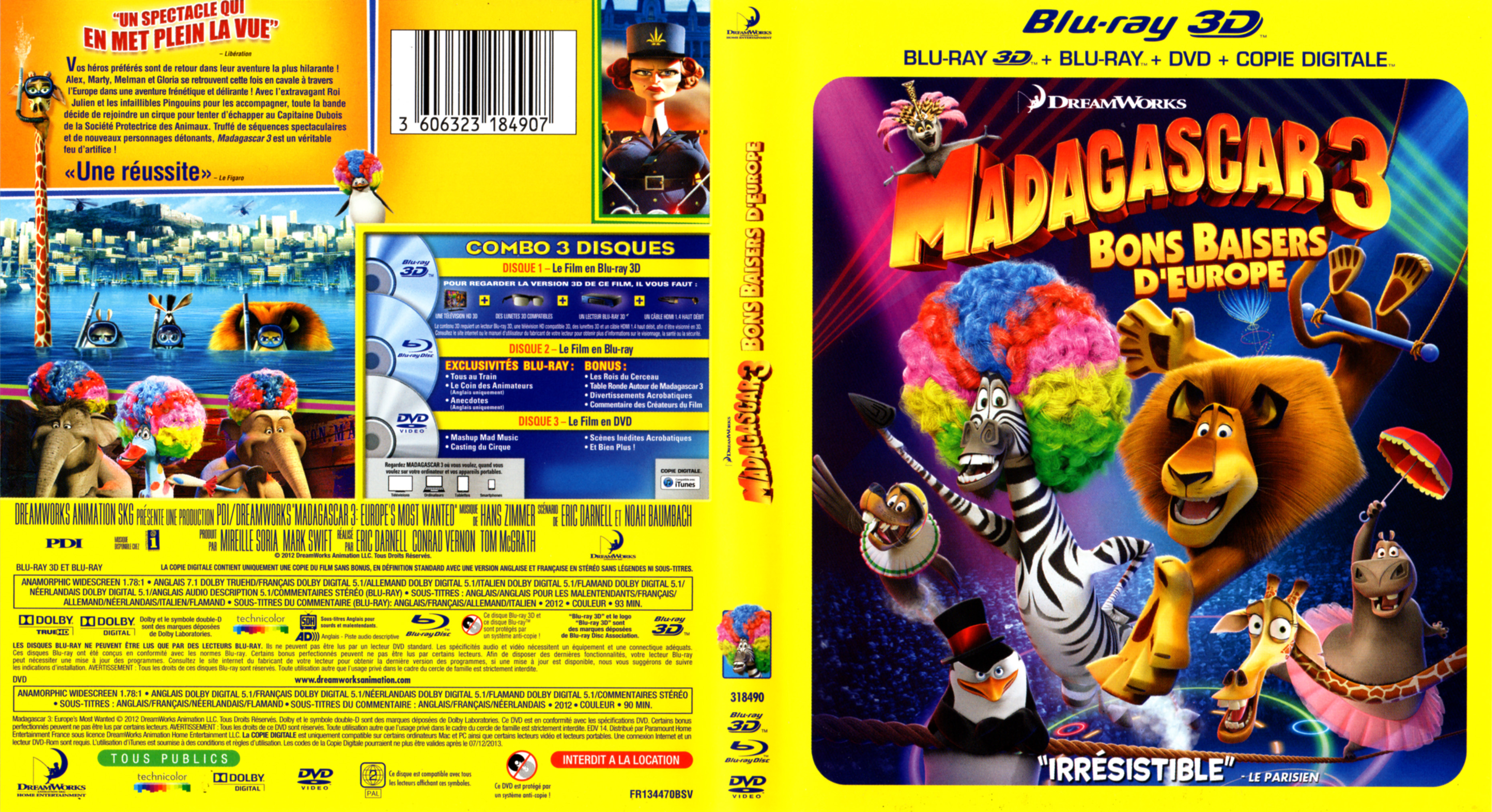 Jaquette DVD Madagascar 3 Bons baisers d