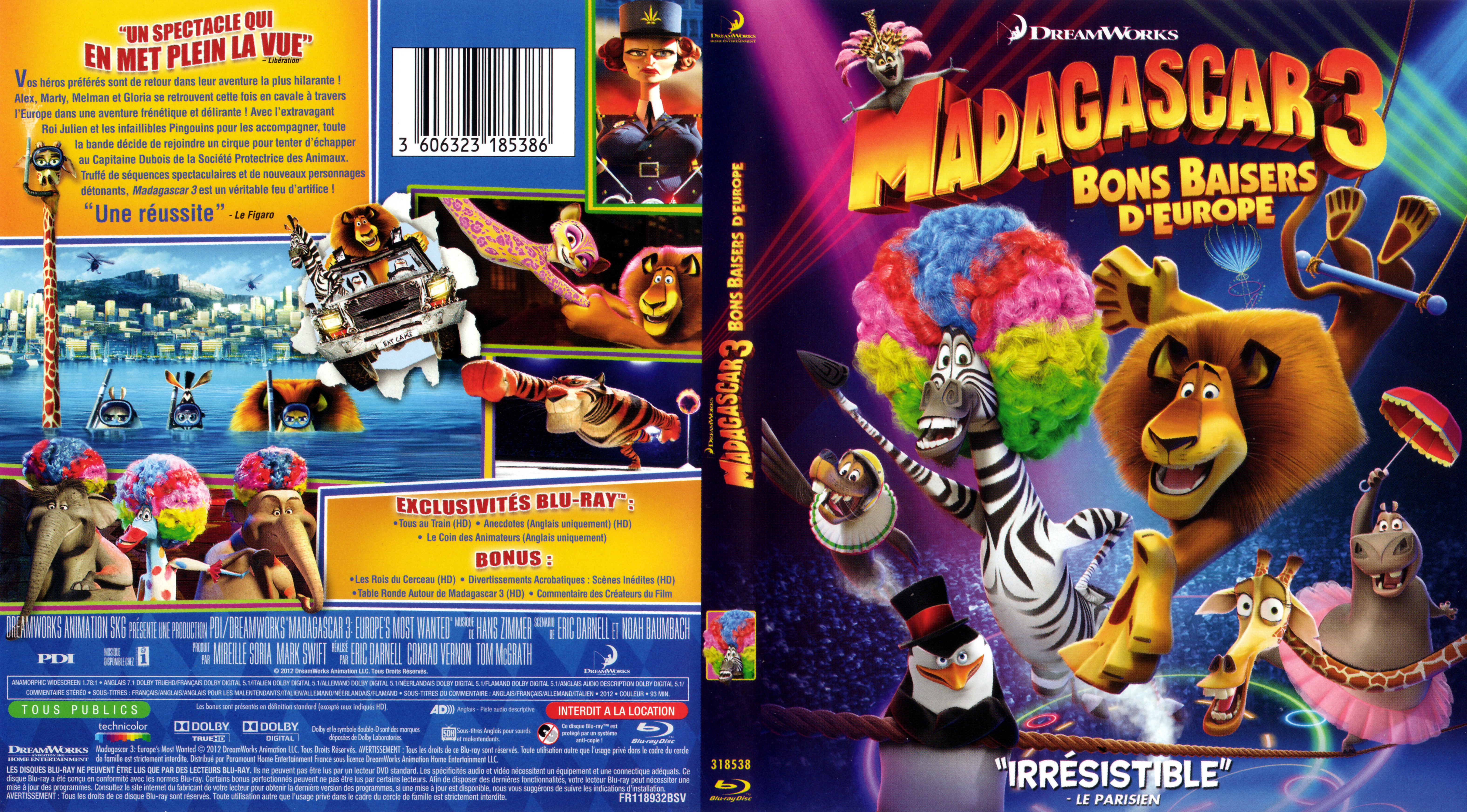 Jaquette DVD Madagascar 3 (BLU-RAY) v2