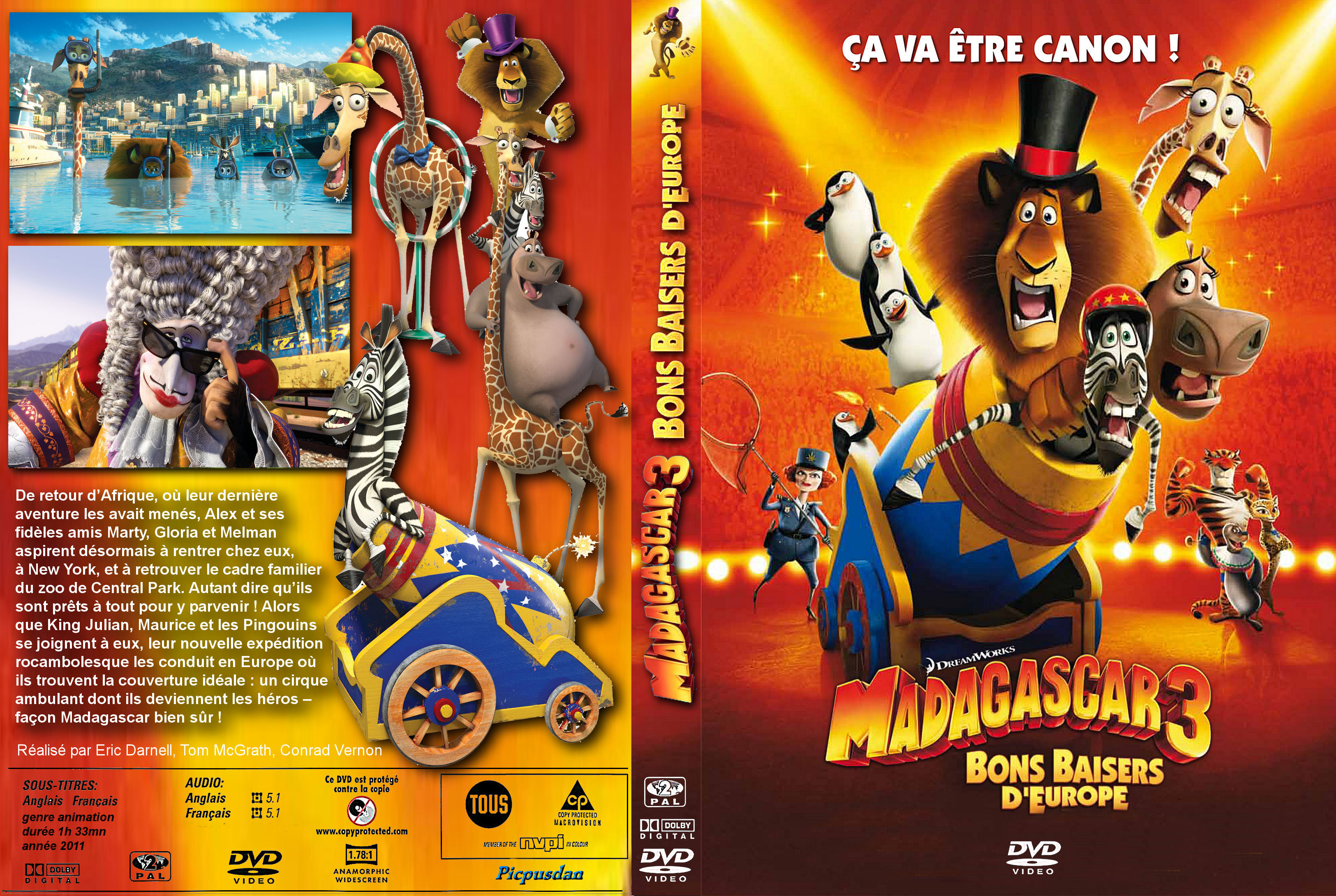 Jaquette DVD Madagascar 3 custom