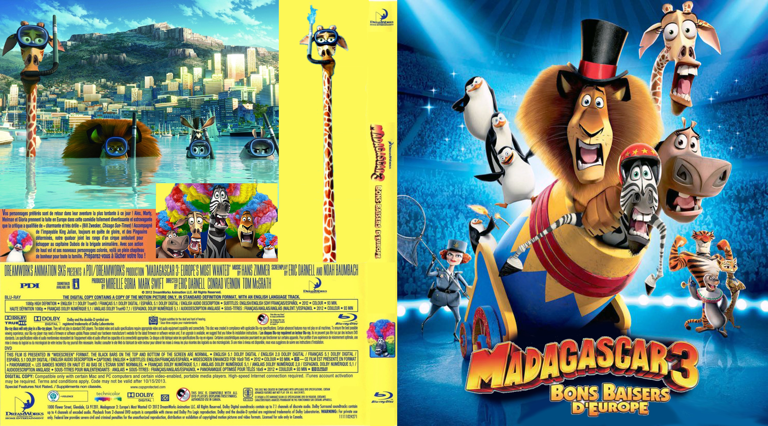 Jaquette DVD Madagascar 3 custom (BLU-RAY)