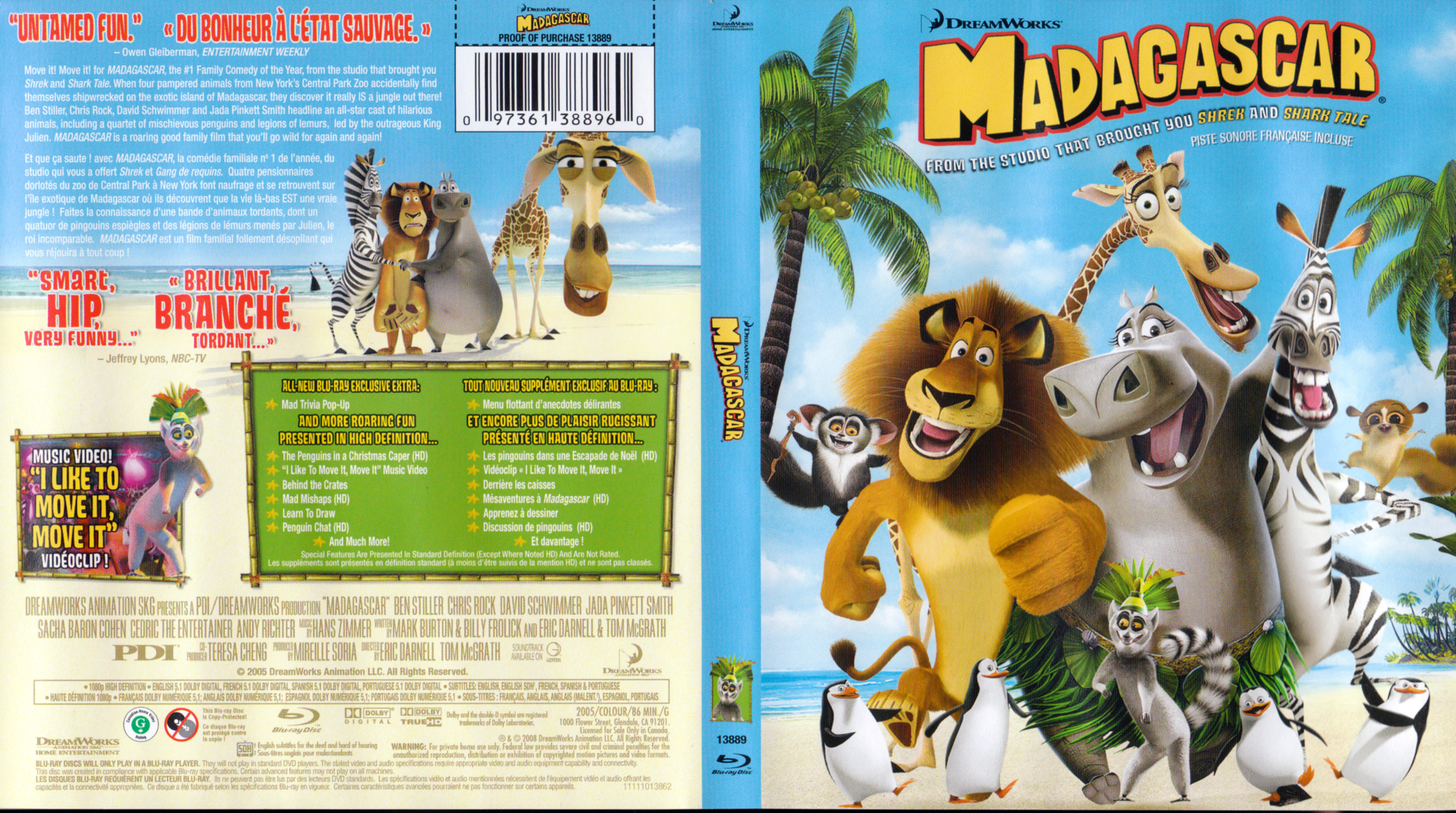 Jaquette DVD Madagascar (BLU-RAY) (Canadienne)