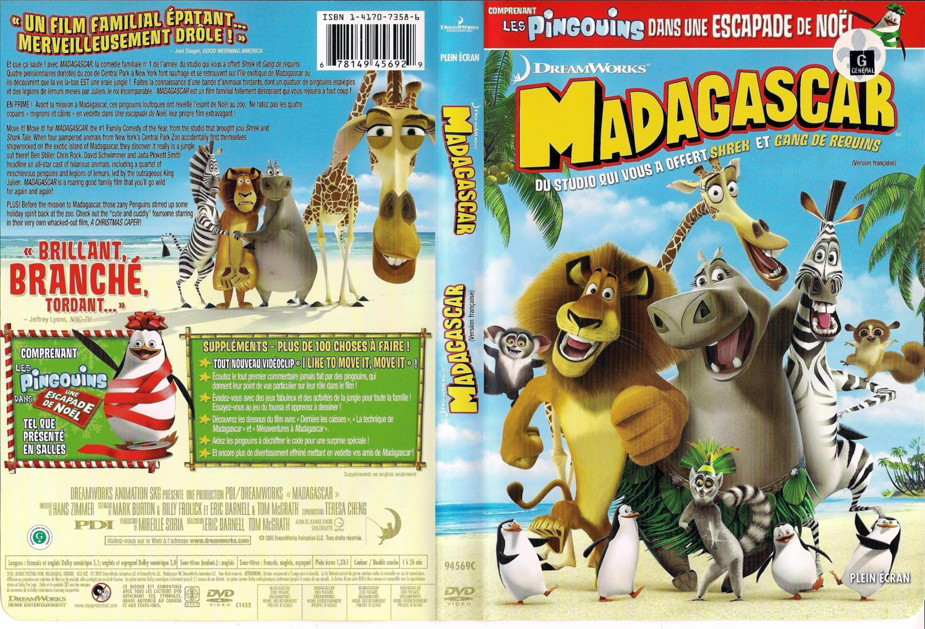 Jaquette DVD Madagascar (Canadienne)