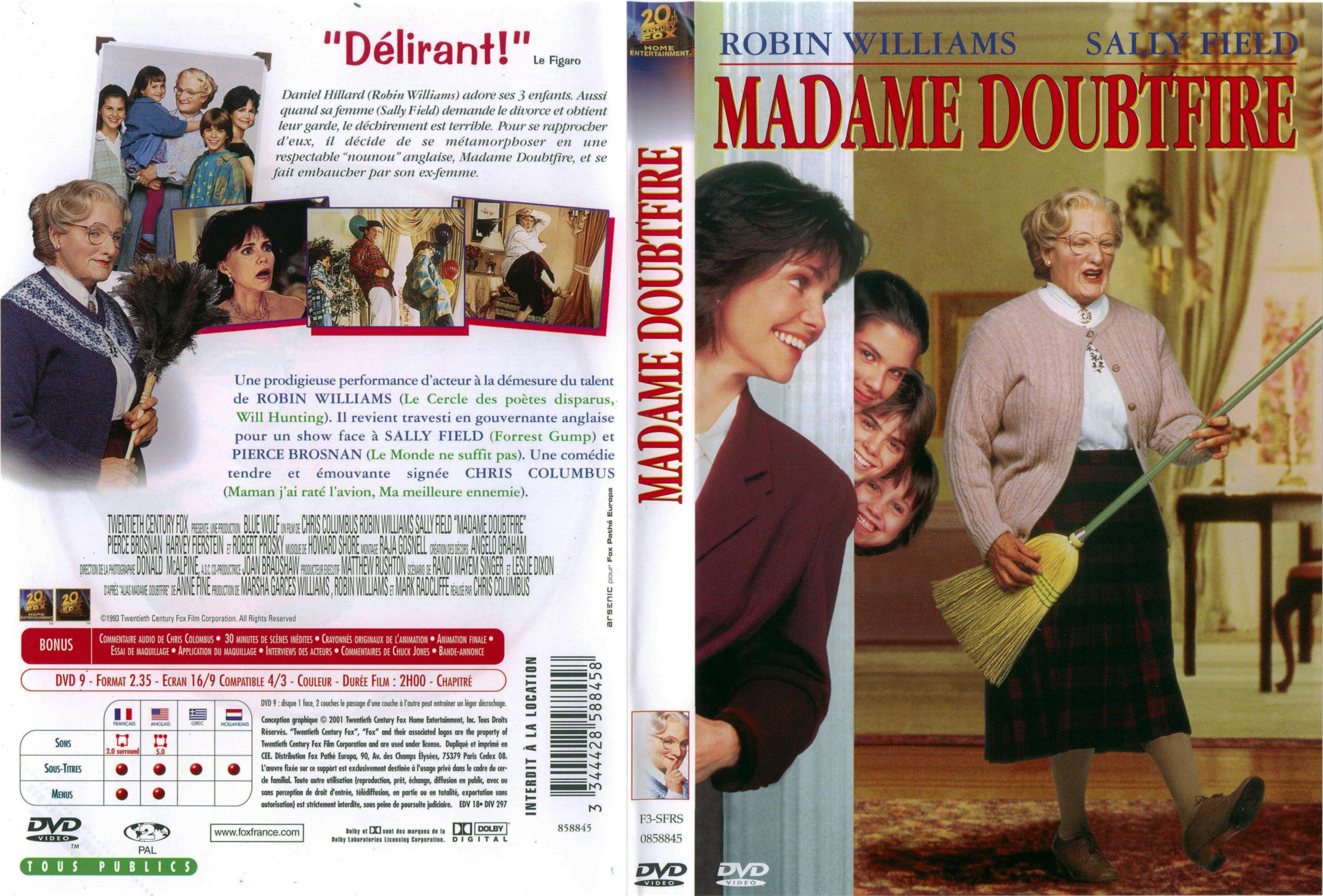 Jaquette DVD Madame Doubtfire