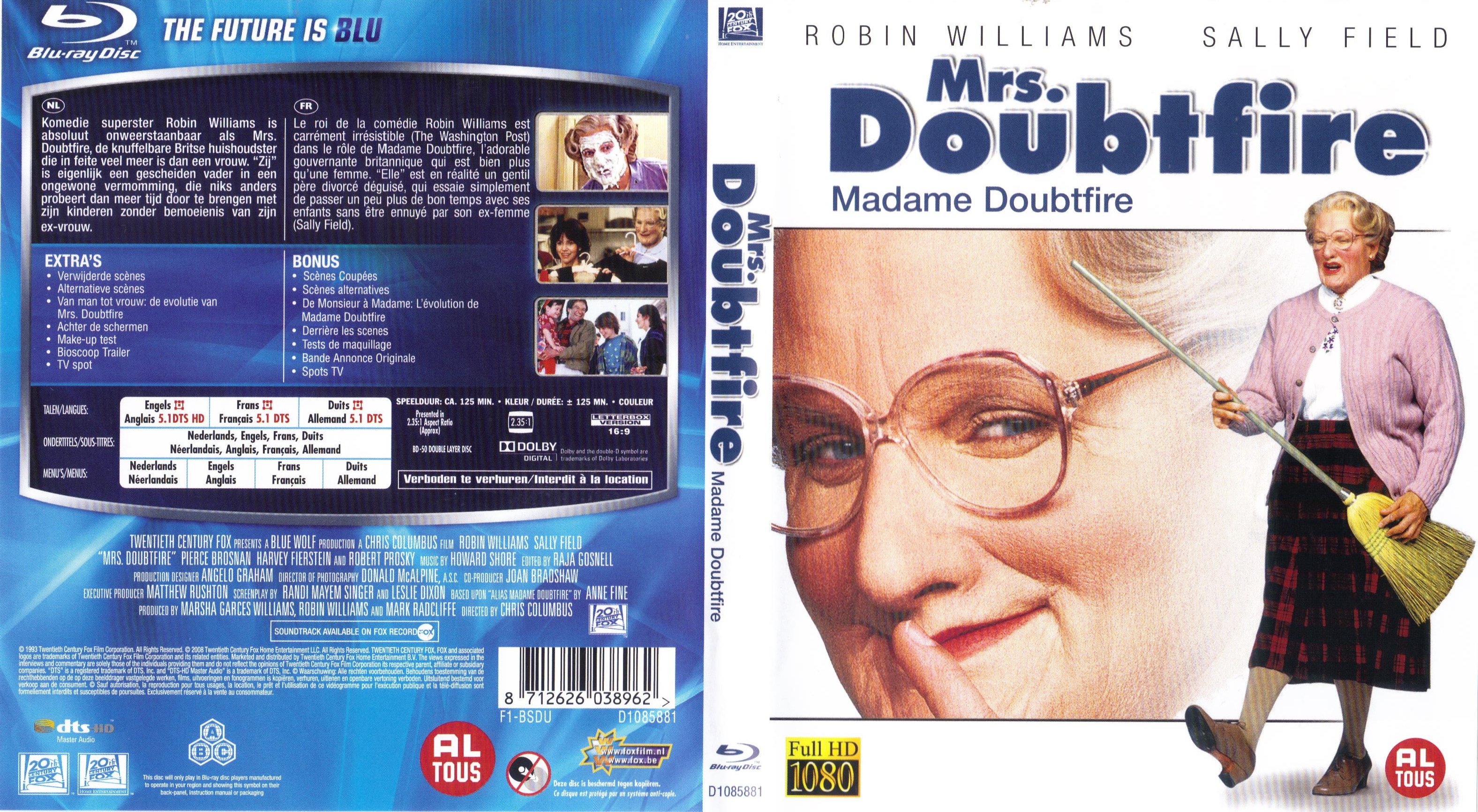 Jaquette DVD Madame Doubtfire (BLU-RAY)